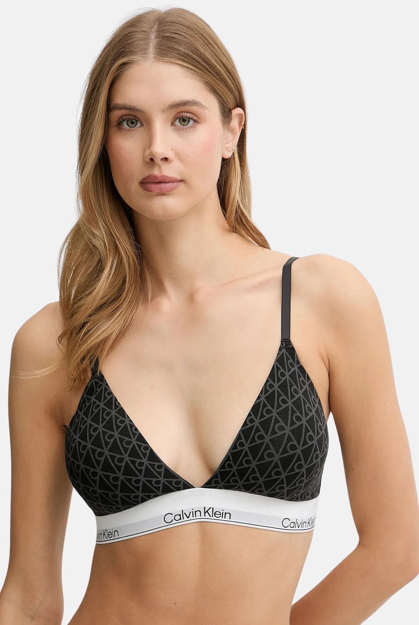 CALVIN KLEIN Bralette nera da donna caratterizzata da stampa monogramma "CK" LV00QF8498 2RG CALVIN KLEIN