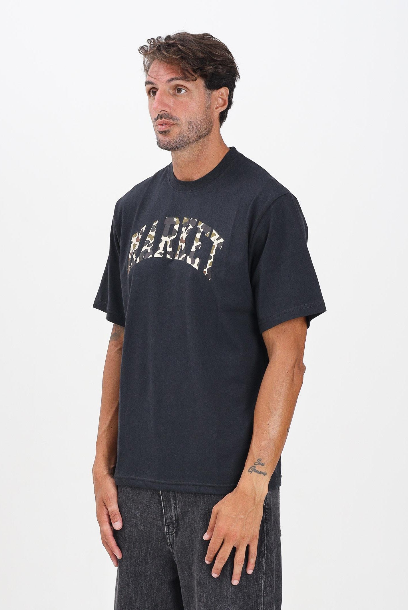 MARKET T-shirt a manica corta nera da uomo con stampa logo F5MKMATH037 950 MarKET