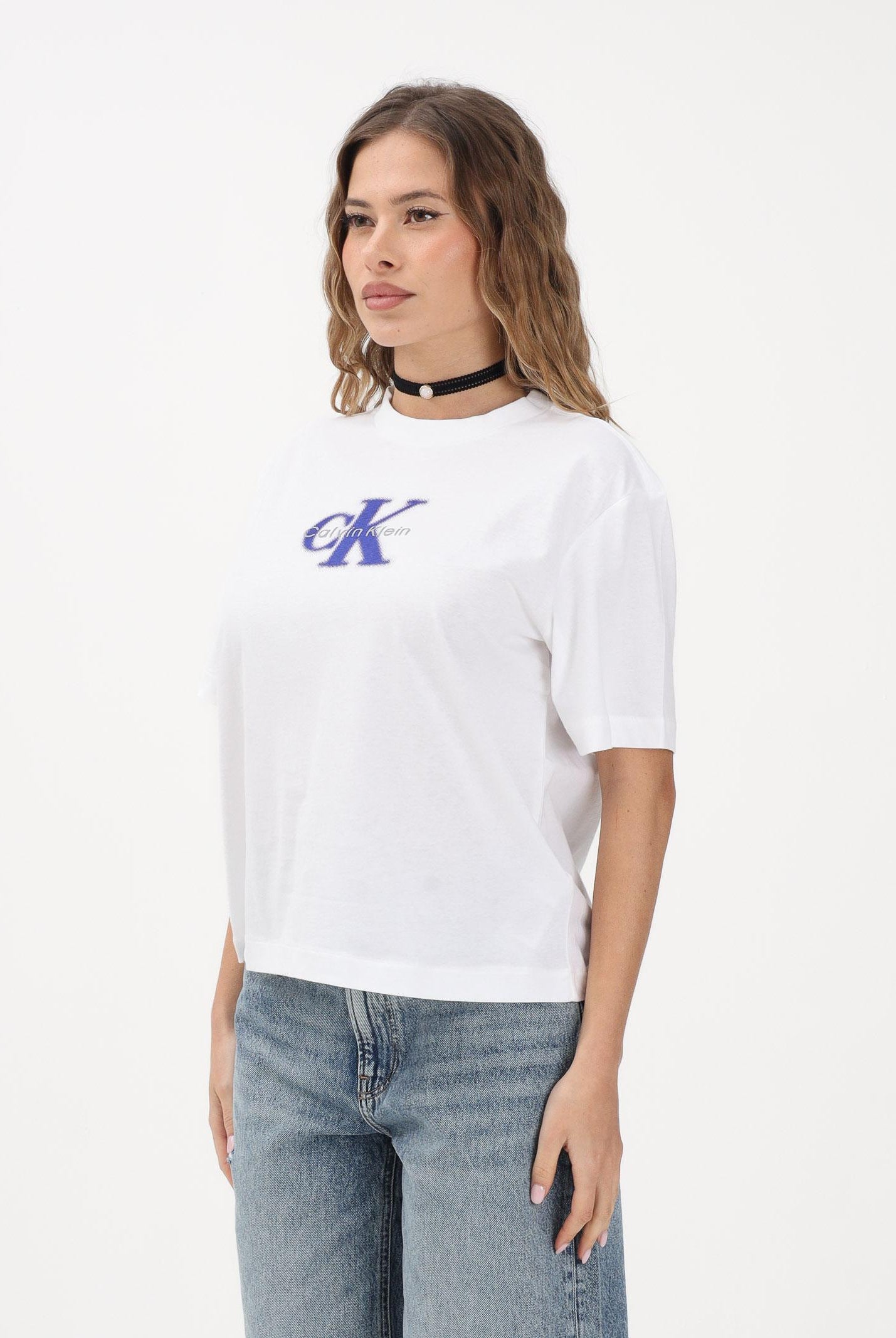 CALVIN KLEIN JEANS T-shirt a manica corta bianca da donna con logo LV047F800G YAF CALVIN KLEIN JEANS