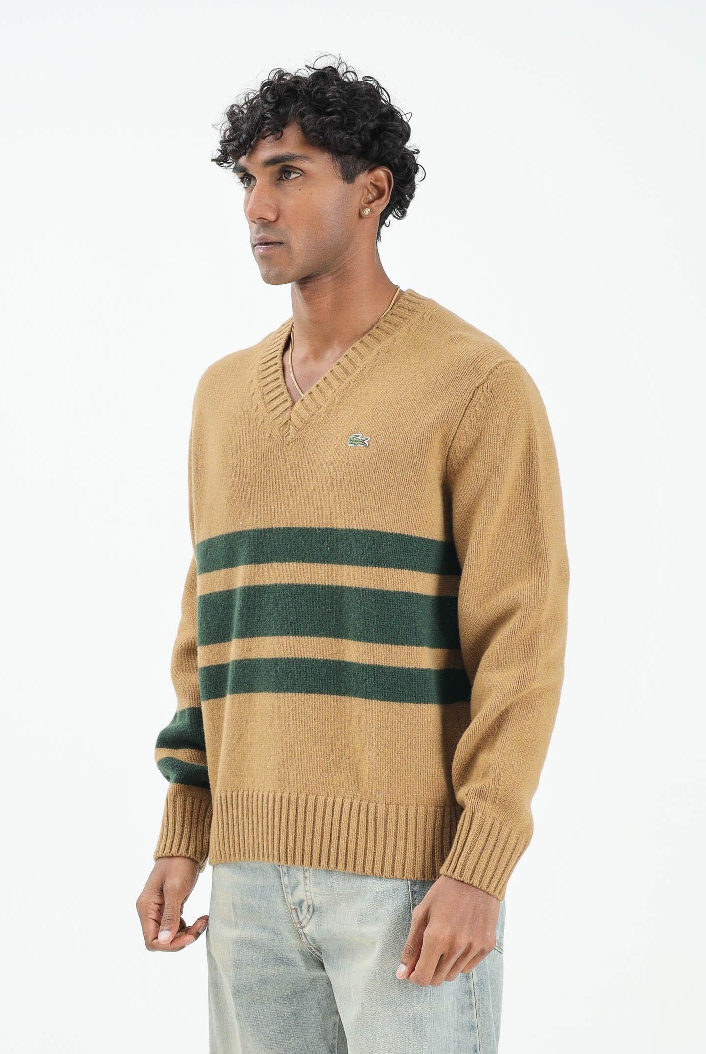 LACOSTE Maglioncino scollo a V cammello da uomo AH5180 9IQ LACOSTE