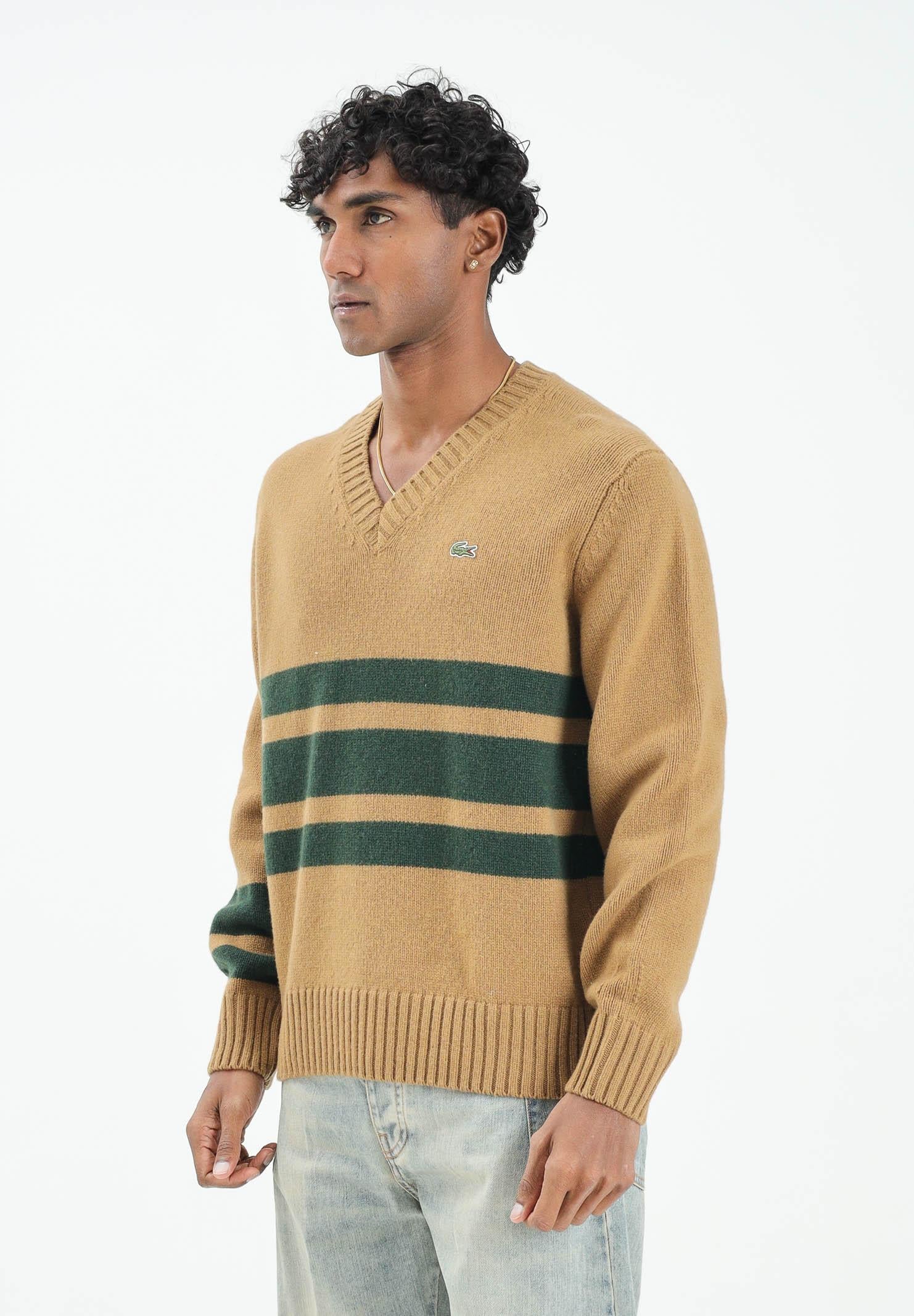 LACOSTE Maglioncino scollo a V cammello da uomo AH5180 9IQ LACOSTE