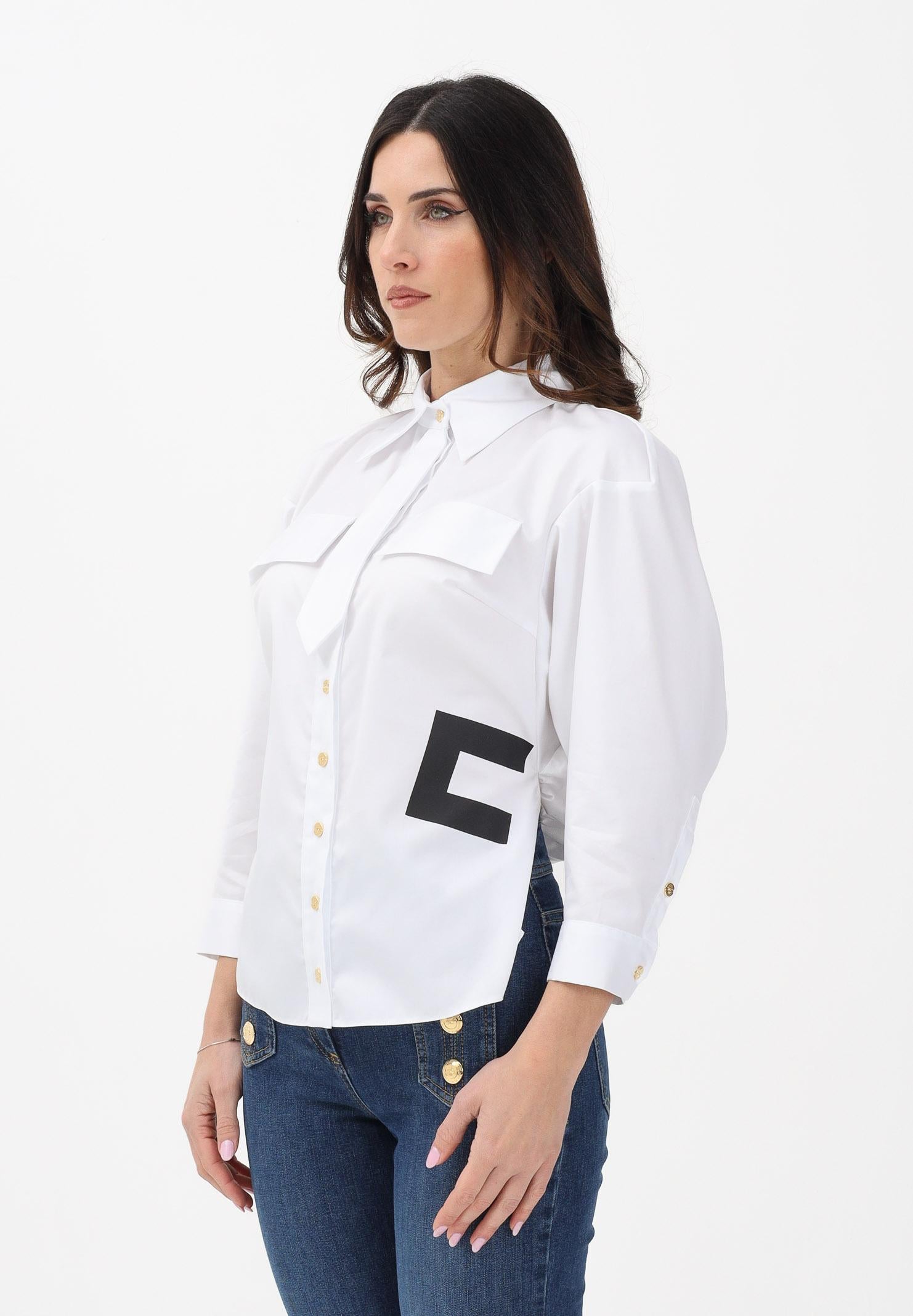 ELISABETTA FRANCHI Camicia bianca da donna con stampa logo CA15561E2 221 ELISABETTA FRANCHI