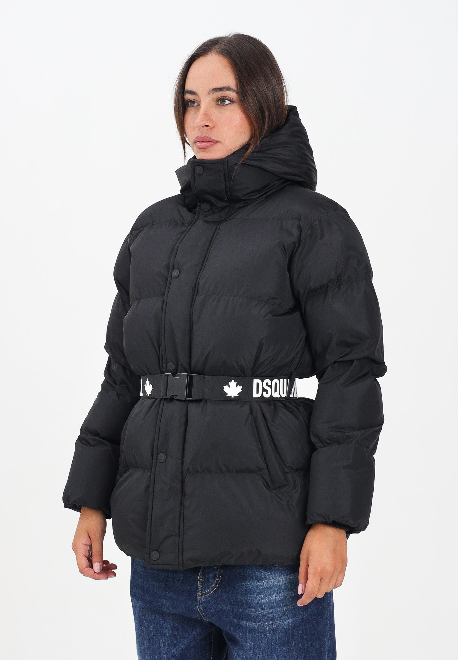 DSQUARED2 Piumino nero per donna e bambina con cintura logata DQ2439D00BN DQ900 DSQUARED2