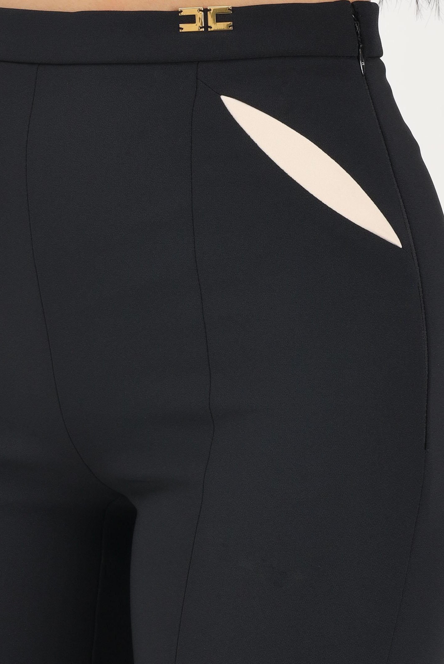ELISABETTA FRANCHI Pantalone elegante nero da donna con cut-out e spacchi PA15961E2 685 ELISABETTA FRANCHI