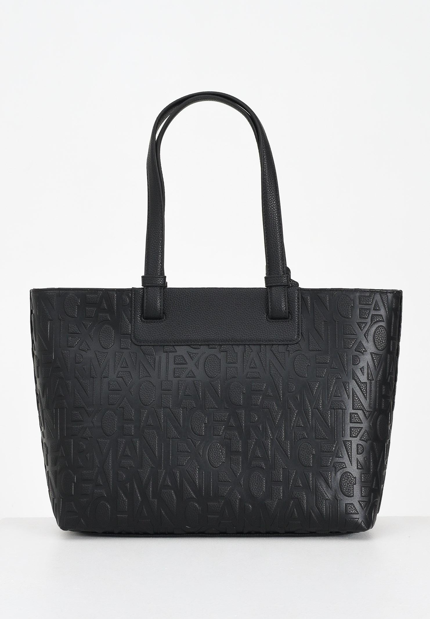 ARMANI EXCHANGE Shopper a spalla nera da donna con logo all-over XW001481AF15774 UC001 ARMANI EXCHANGE
