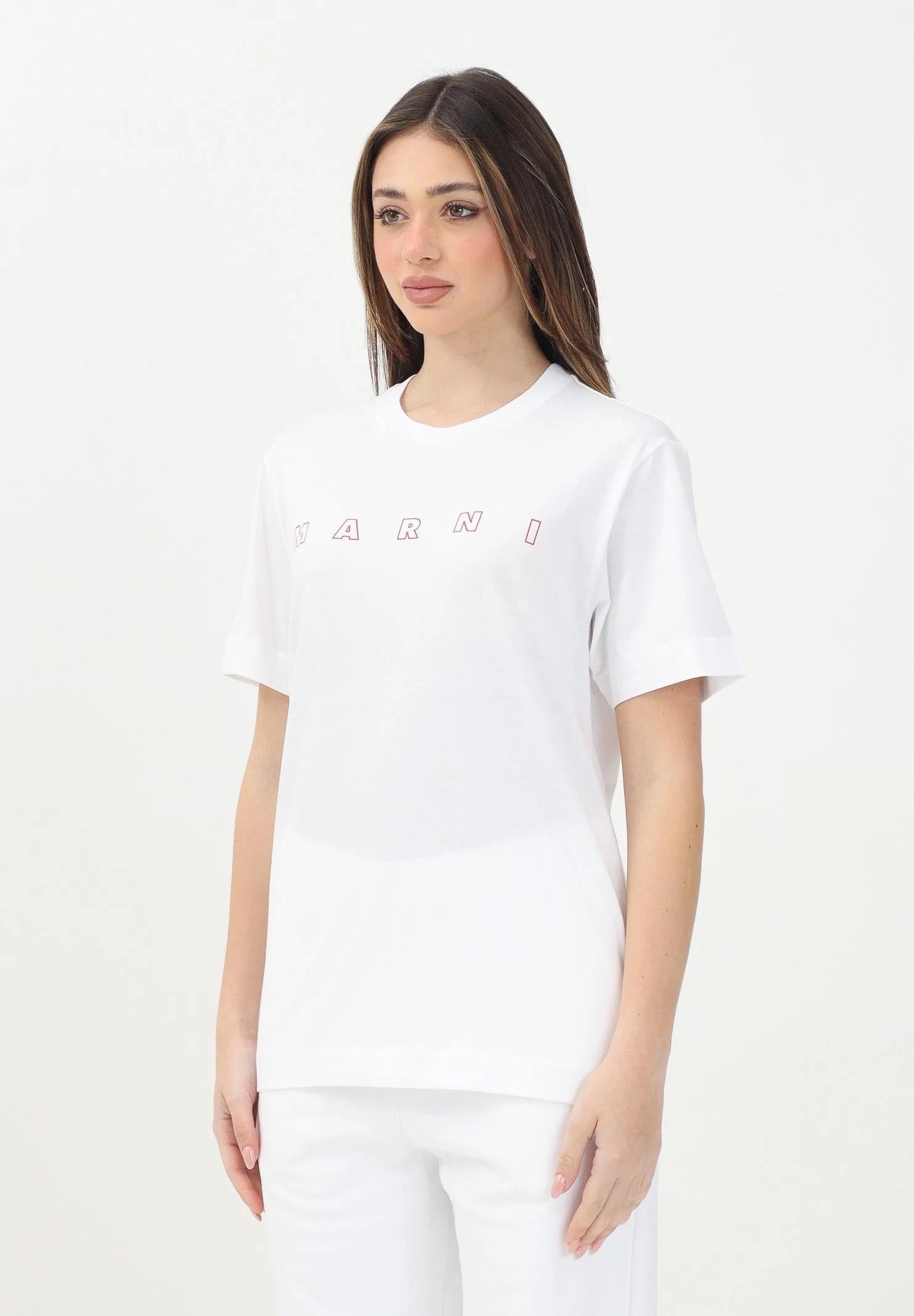 MARNI T-shirt a manica corta bianca per donna, ragazzi e bambine con logo Marni Outline M01466M00RF 0M100 MARNI