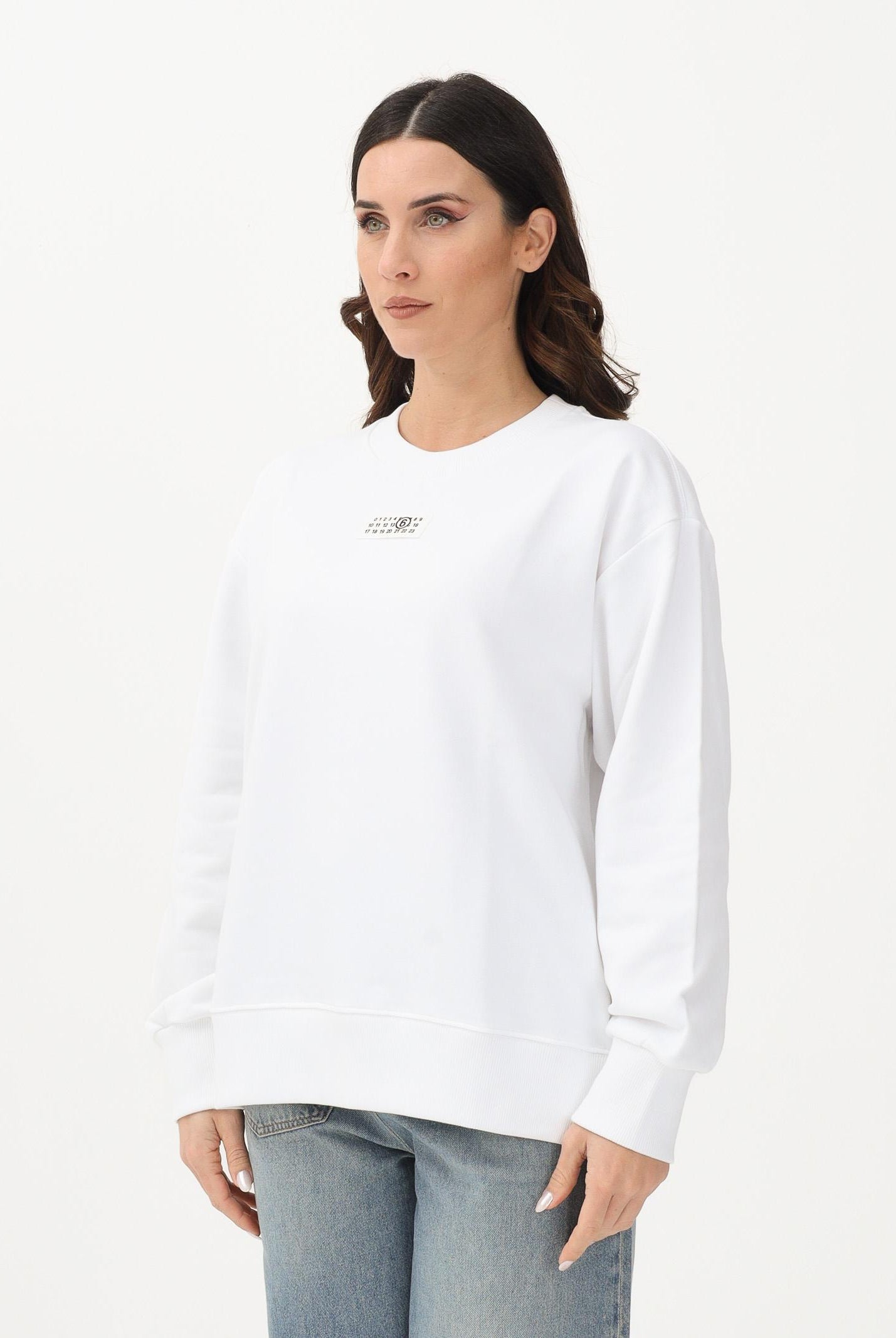 MAISON MARGIELA Felpa girocollo bianca per donna, ragazzi e bambini con logo M61011MM04H M6100 MAISON MARGIELA