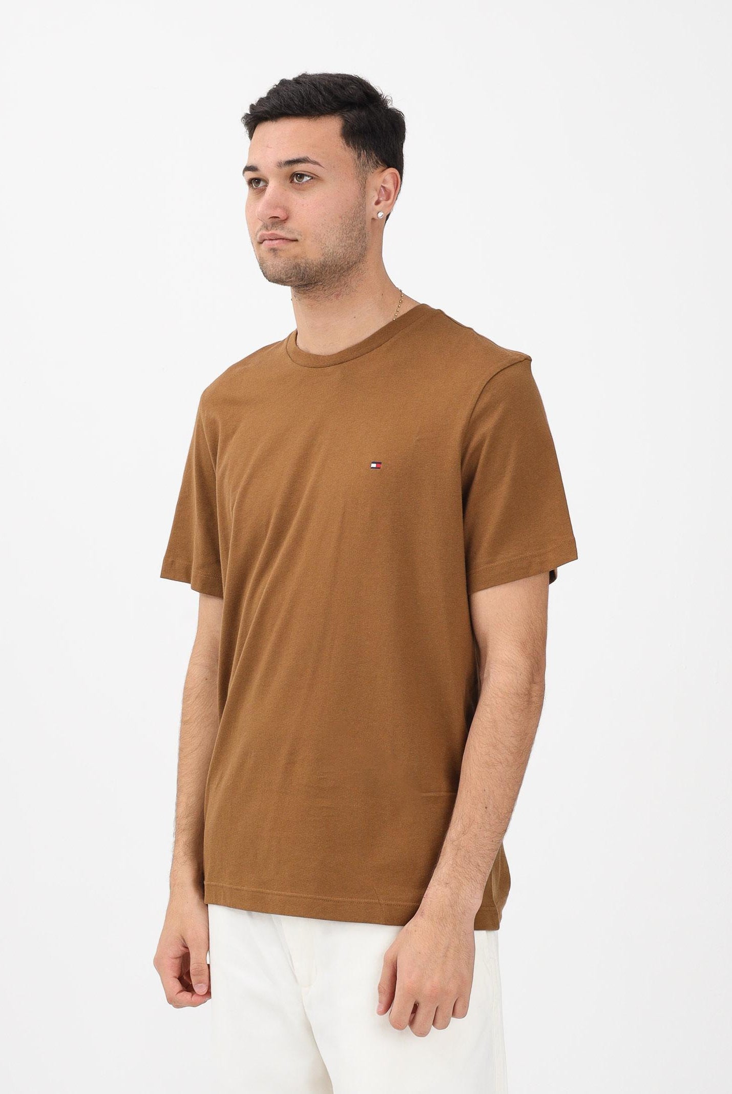 TOMMY HILFIGER T-shirt a manica corta khaki da uomo con logo MW0MW39995 GWP TOMMY HILFIGER