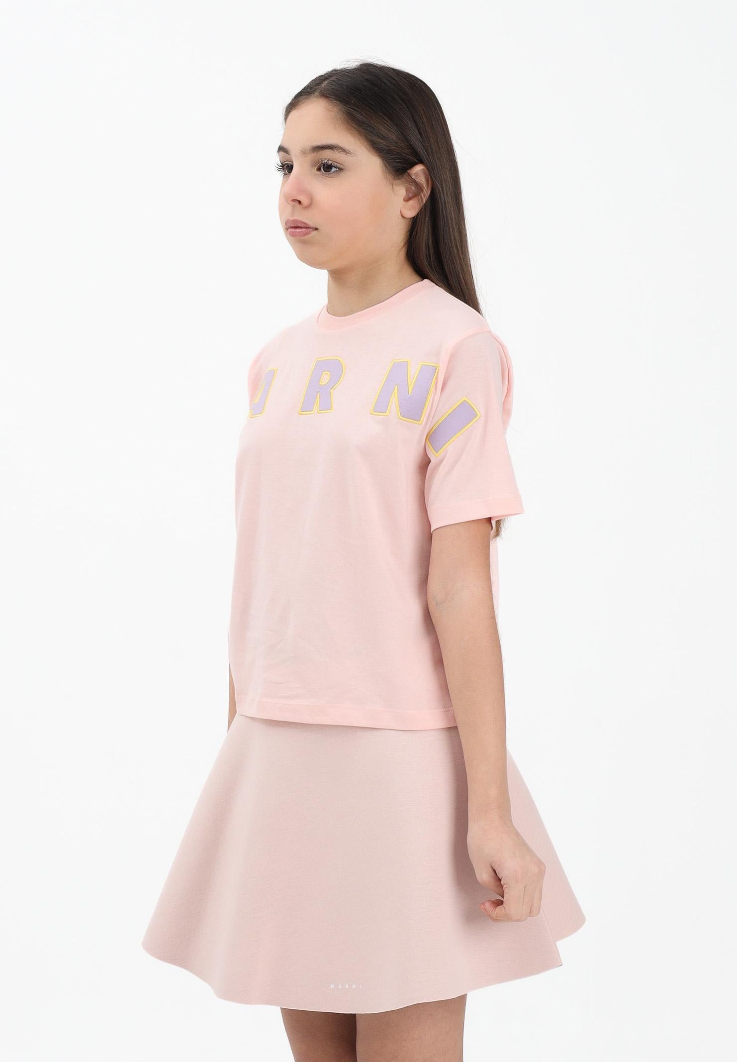 MARNI T-shirt a manica corta rosa per donna, ragazze e bambine con logo M01733M00RF 0M351 MARNI