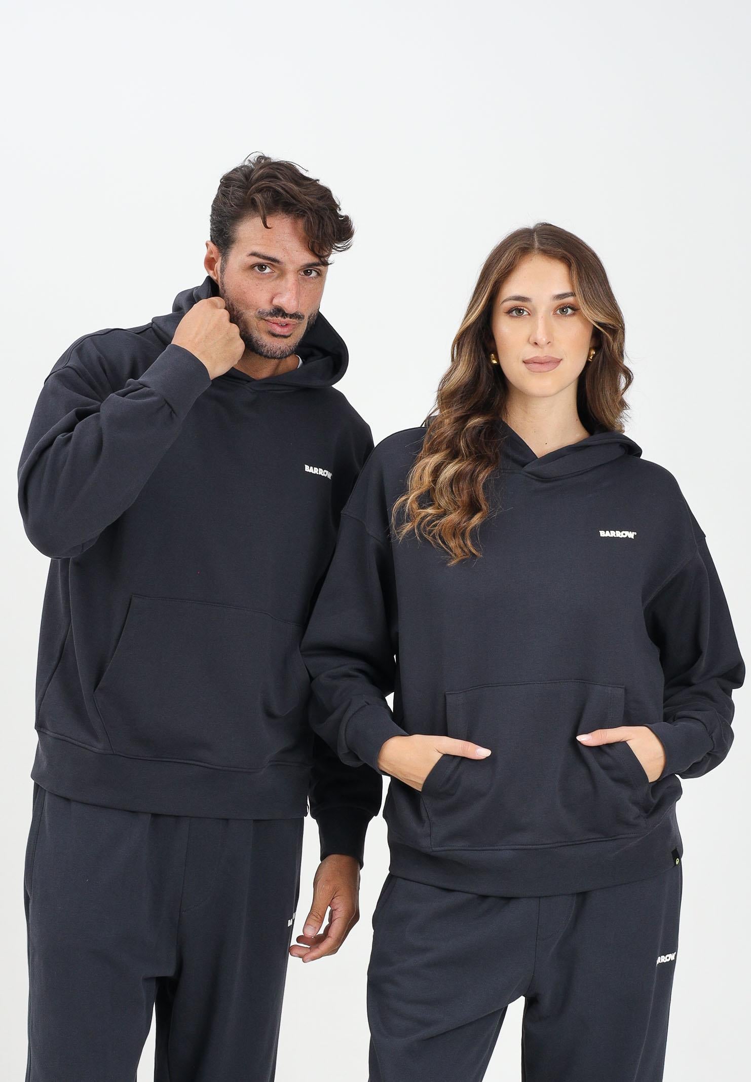 BARROW Felpa con cappuccio grigia per uomo e donna con logo F5BWUAHS068 251 BARROW