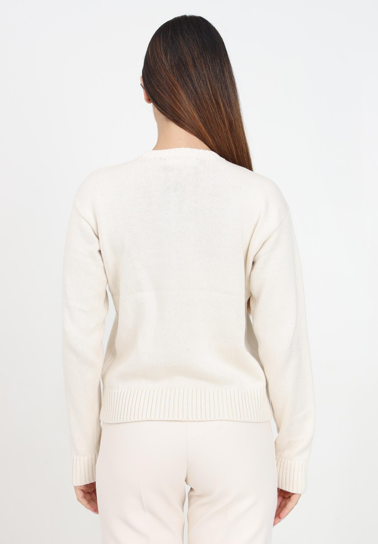 Maglioncino girocollo burro da donna con ricamo logo 200940590002 MASCARPONE LAUREN RALPH LAUREN