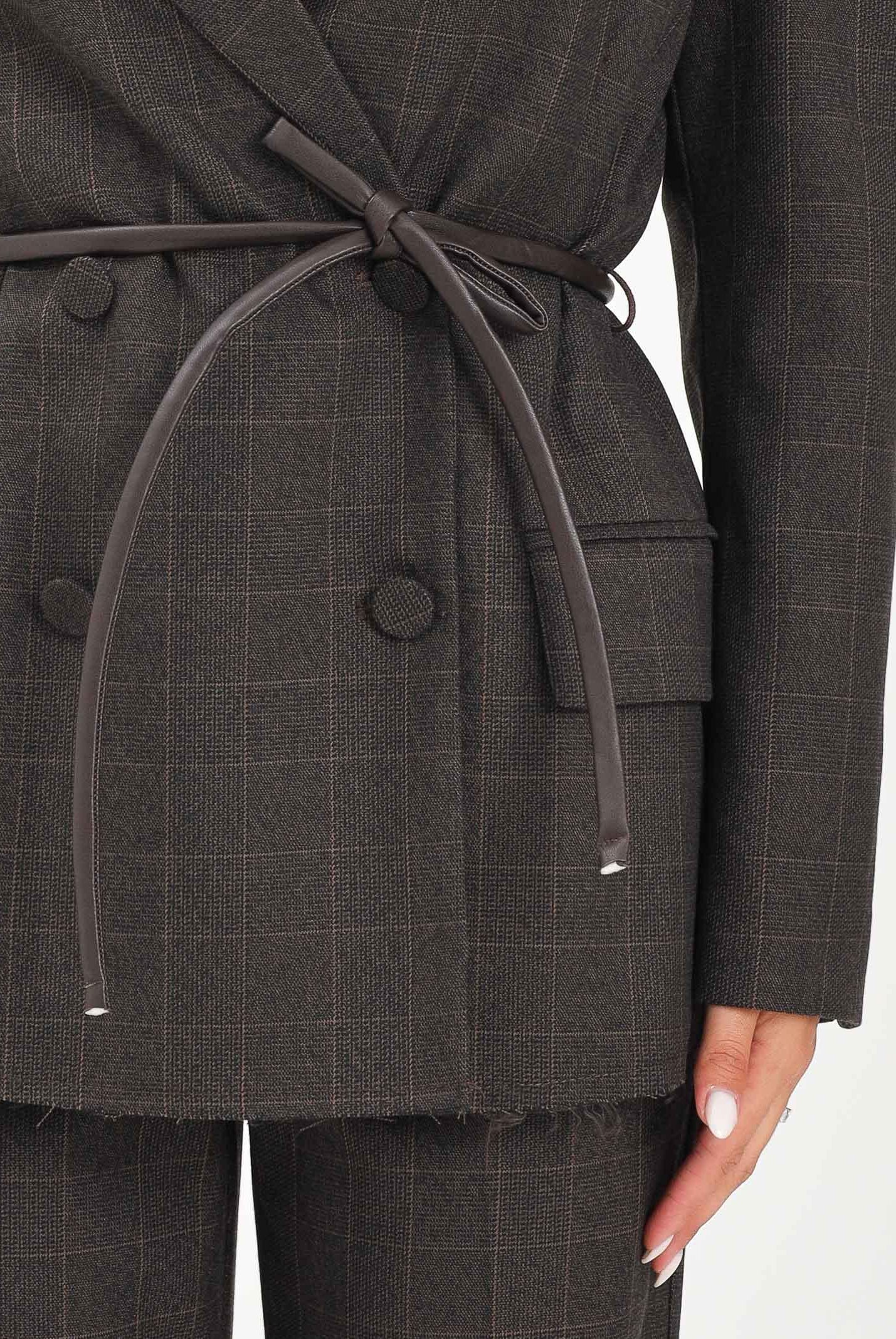 VICOLO Giacca over marrone da donna con fondo a taglio vivo TF0132 FFMO VICOLO