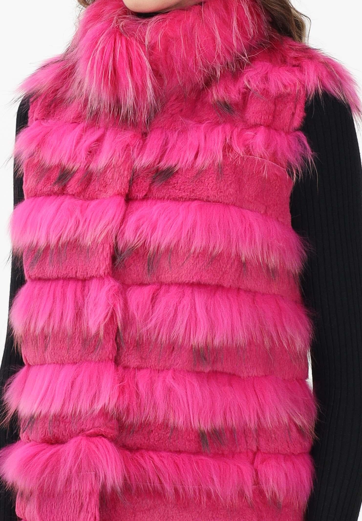 MEHRAN Pelliccia smanicata fucsia da donna 25160FUX FUX MEHRAN