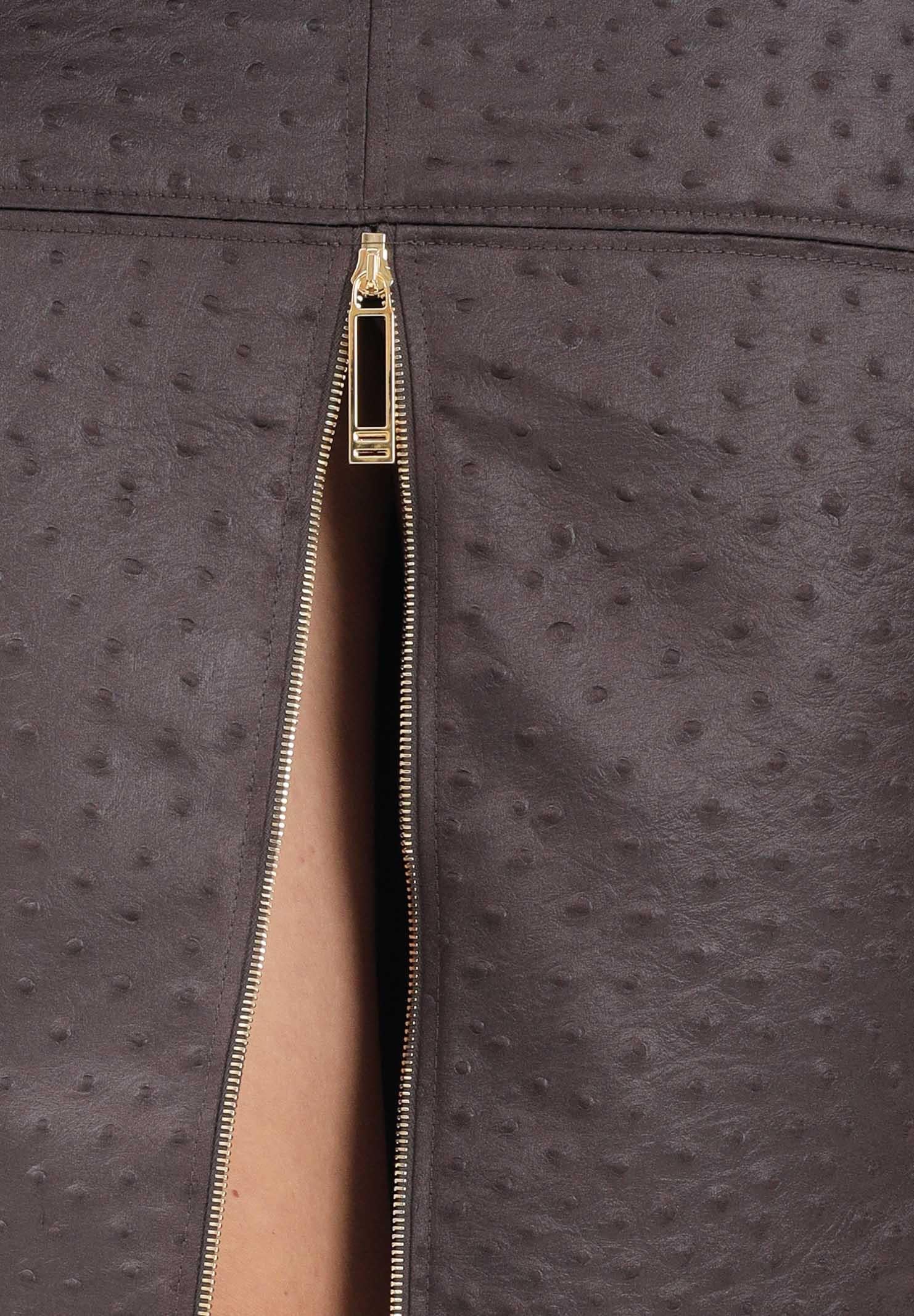 ELISABETTA FRANCHI Gonna midi marrone da donna con stampa struzzo GO14062E2 EV9 ELISABETTA FRANCHI