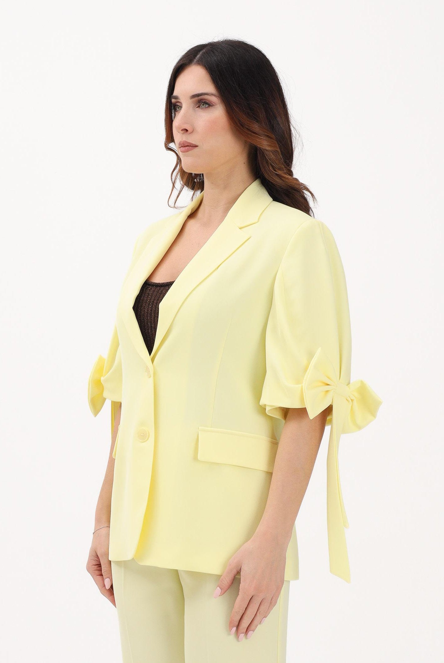 VICOLO Giacca monopetto gialla da donna con fiocchi TAB0244 ABU20 VICOLO