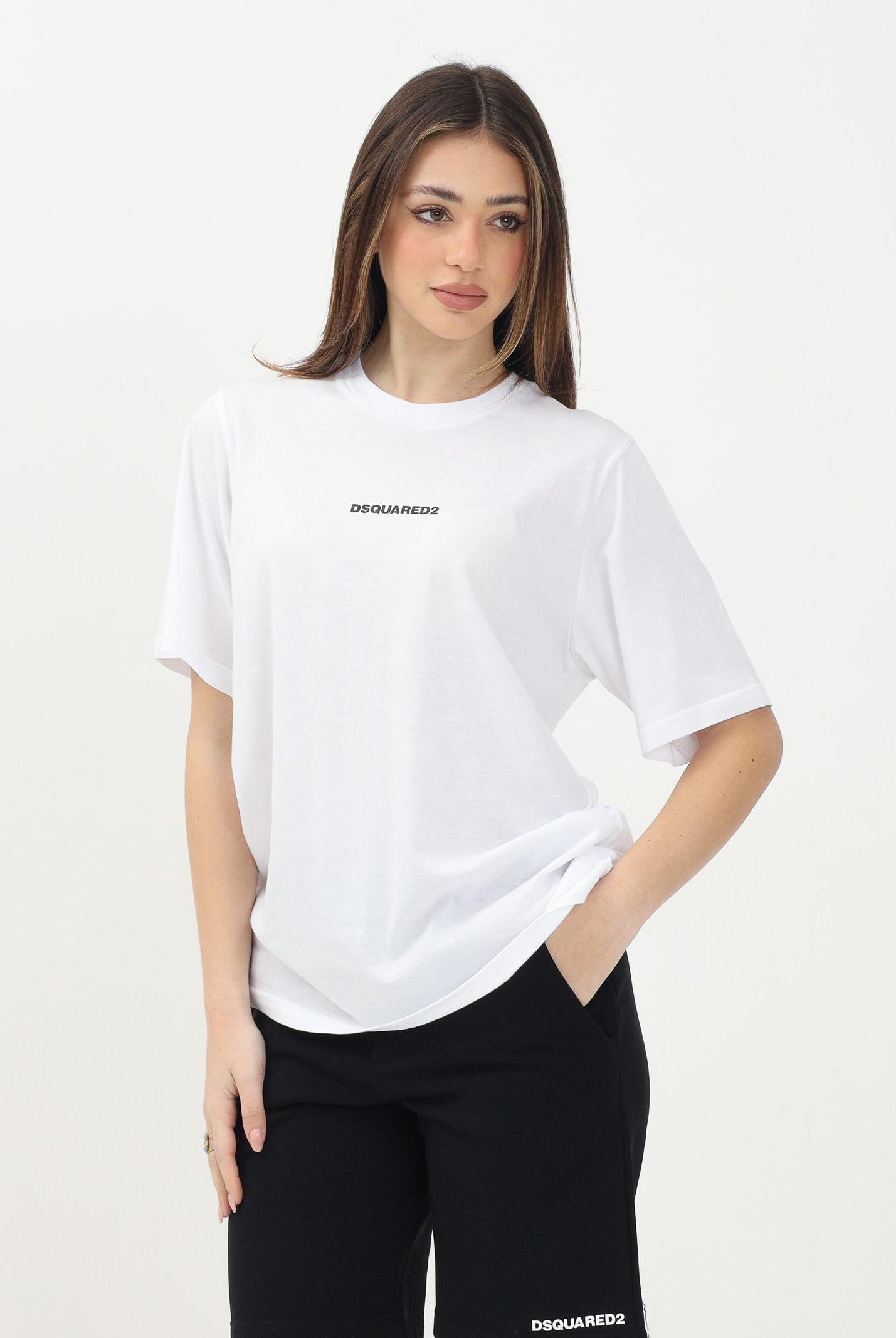 DSQUARED2 T-shirt a manica corta bianca per donna, ragazzi e bambini con logo DSQUARED2 DQ2823D004G DQ100 DSQUARED2