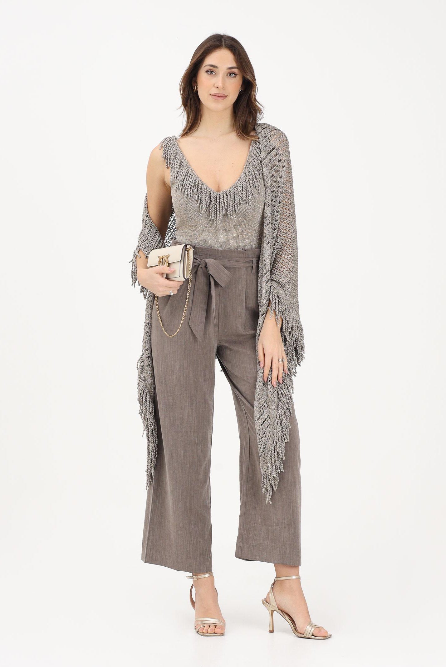 SIMONA CORSELLINI Stola fango da donna in maglia crochet dal gusto boho-chic P26CPSLO0101 V0770 SIMONA CORSELLINI