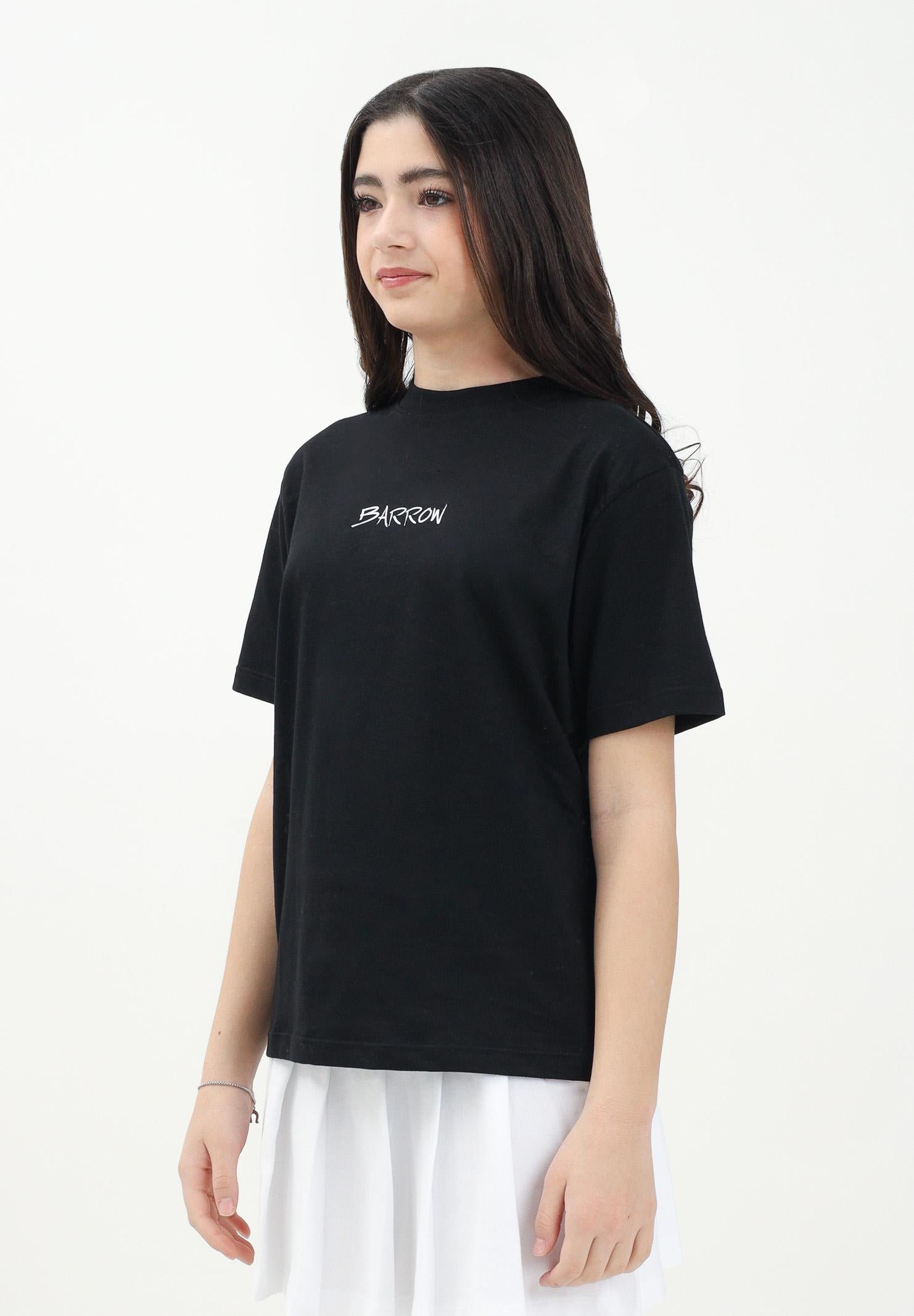 BARROW T-shirt a manica corta nera per donna, ragazzi e bambini con stampa teddy sul retro S5BKJUTH072 110 BARROW