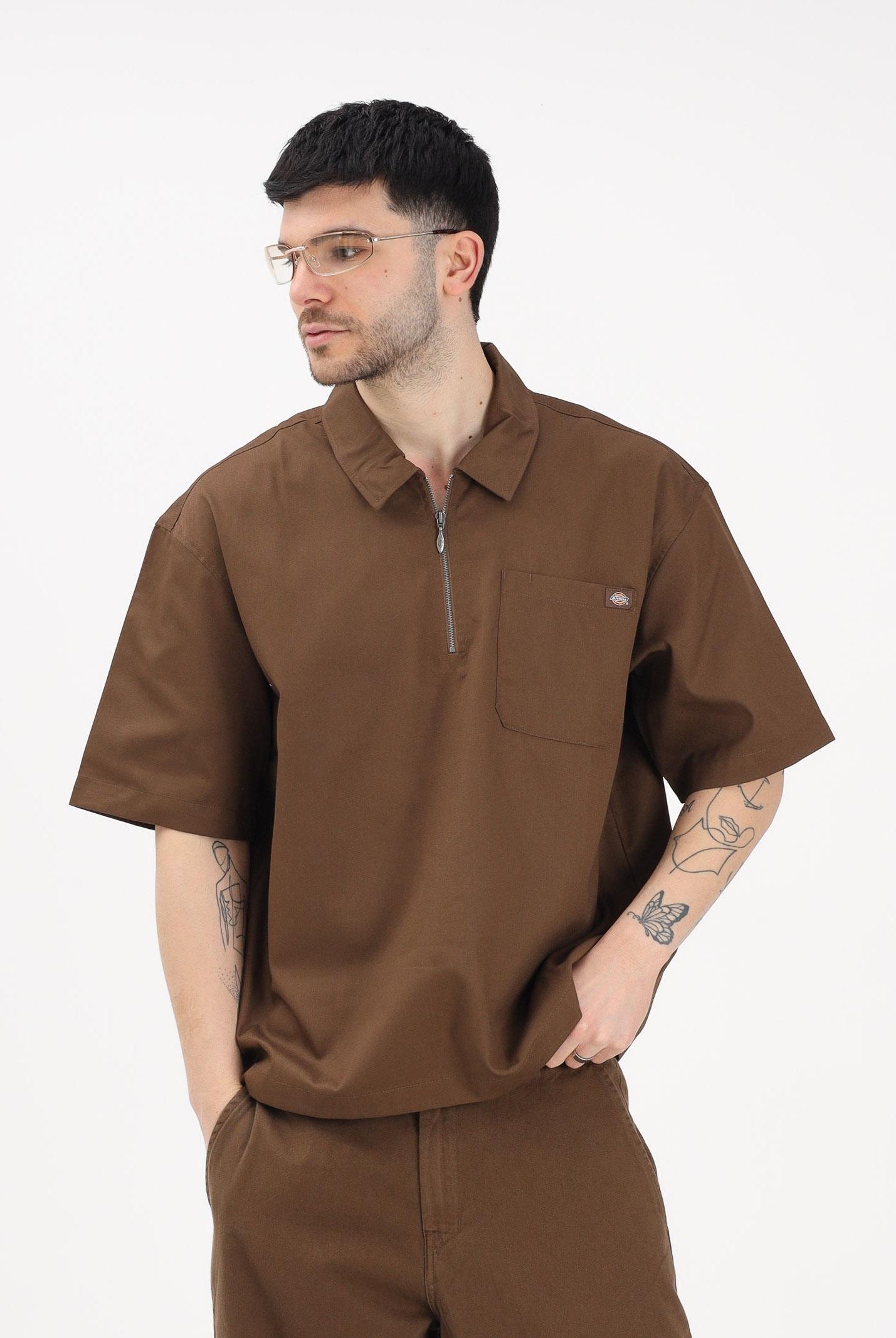 DICKIES Camicia a manica corta Cadiz marrone da uomo DK0A88PI0TB1 . DIckies
