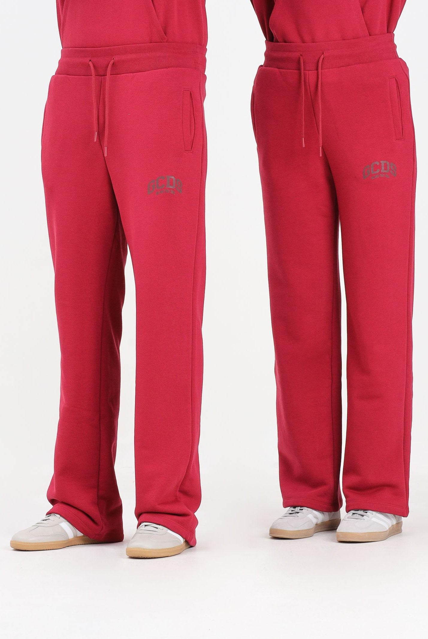 GCDS Pantalone sportivo bordeaux per uomo e donna con stampa logo B2EW3001JD1 49 GCDS