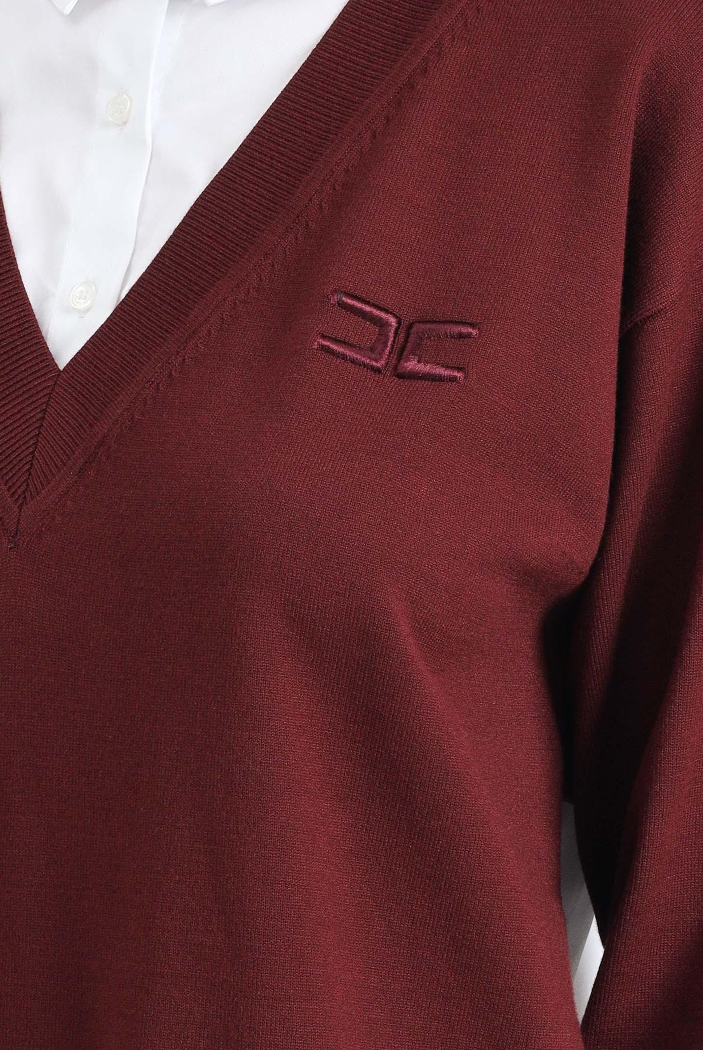 ELISABETTA FRANCHI Abito corto da donna composto da camicia bianca e maglia bordeaux AM09T56E2 CM4 ELISABETTA FRANCHI