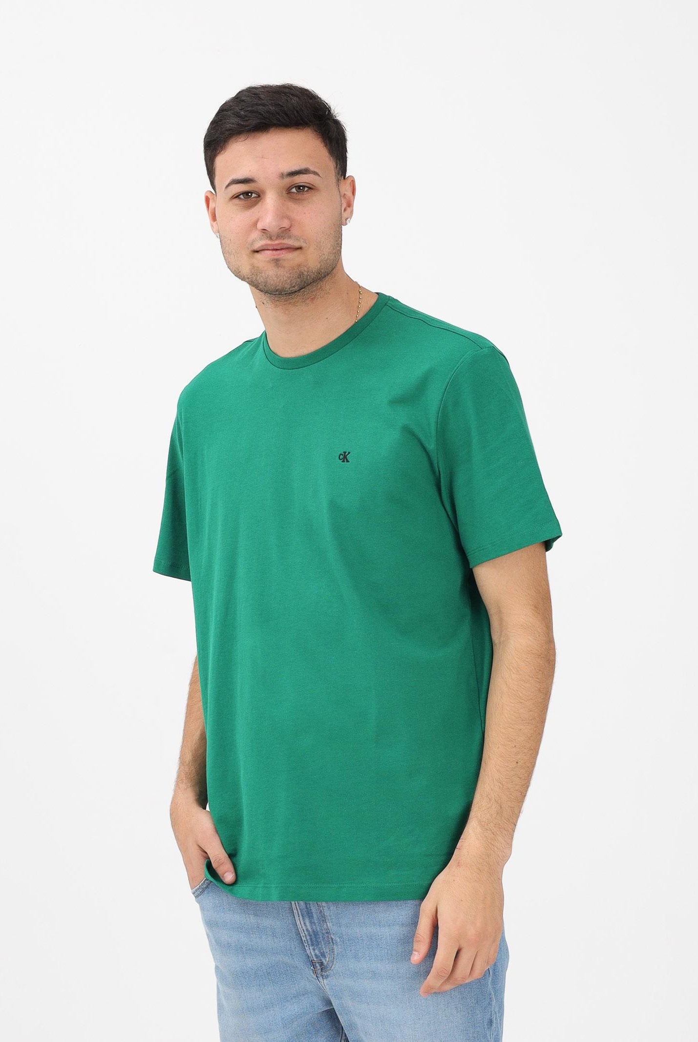 CALVIN KLEIN JEANS T-shirt a manica corta verde da uomo con logo LV04RD254G2ES . CALVIN KLEIN JEANS