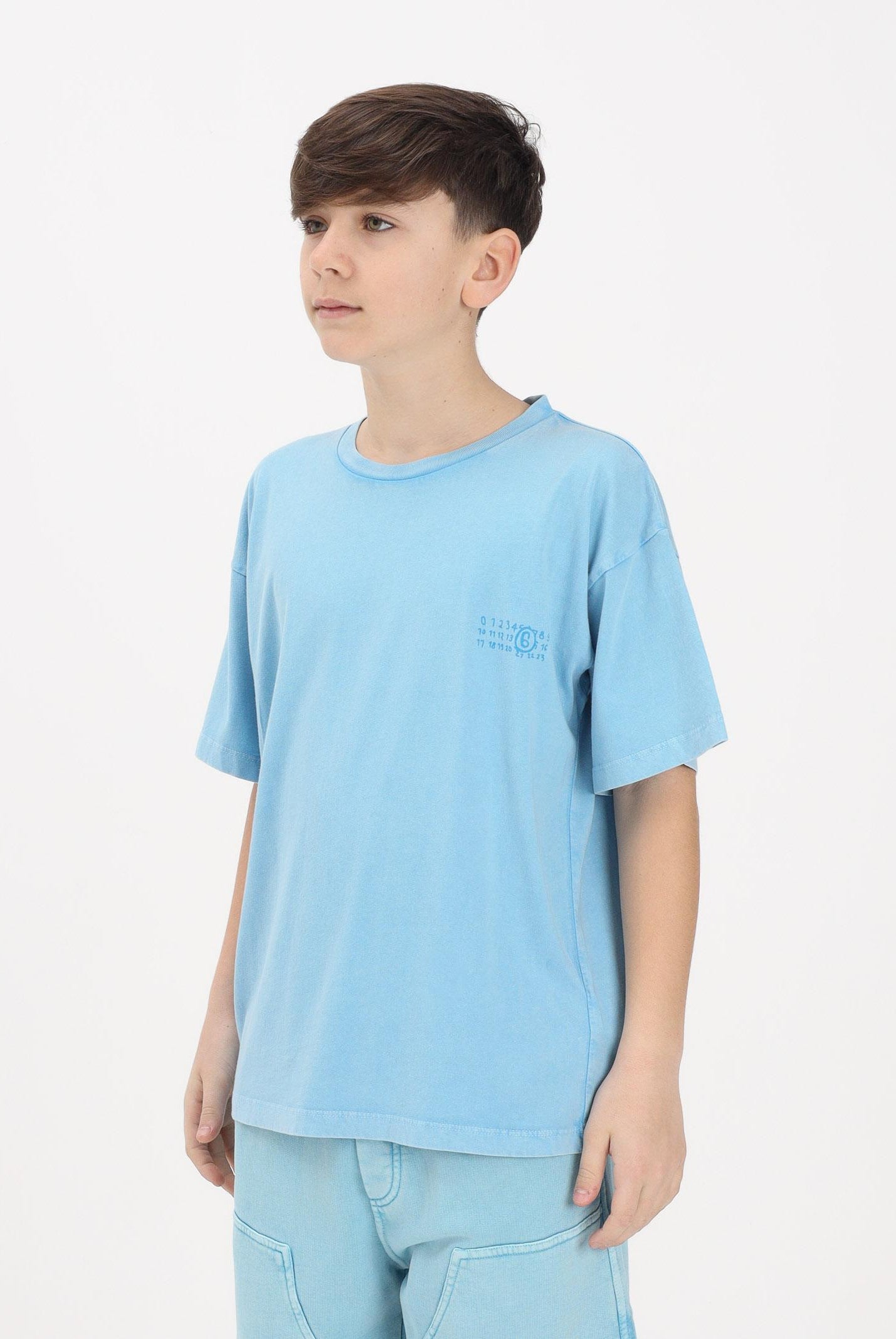 MAISON MARGIELA T-shirt a manica corta azzurra per donna, ragazzi e bambini con stampa M60985MM07Q M6809 MAISON MARGIELA