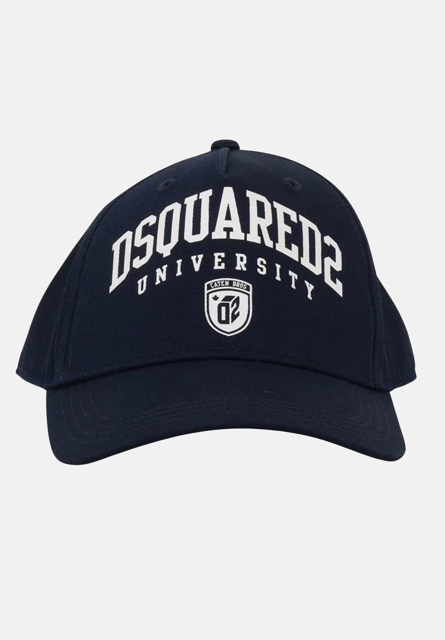 DSQUARED2 Cappello con visiera blu da donna caratterizzato da stampa logo stile college DQ2484D00YT DQ866 DSQUARED2