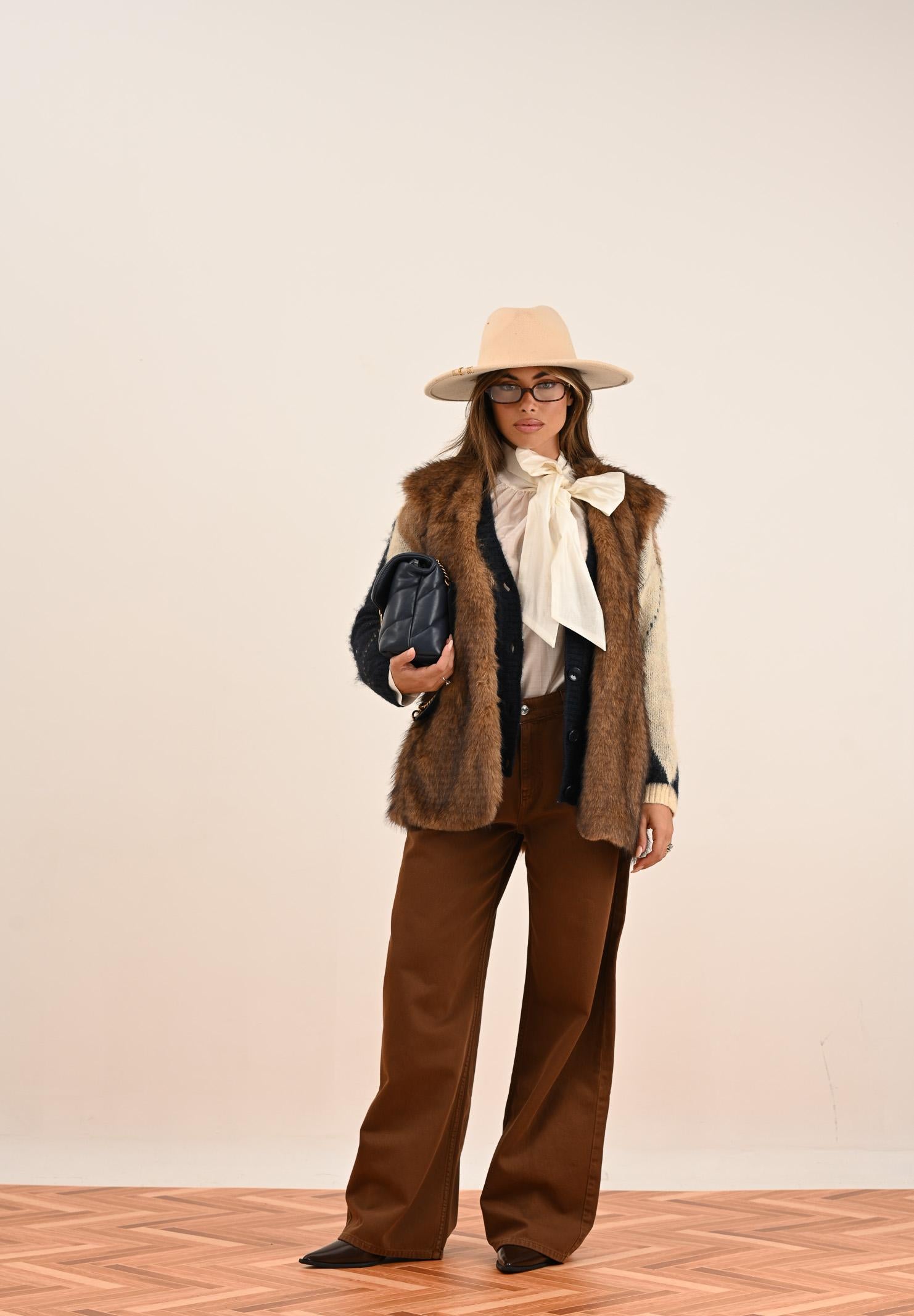 ONLY Pelliccia smanicata marrone da donna 15354308 Tannin ONLY