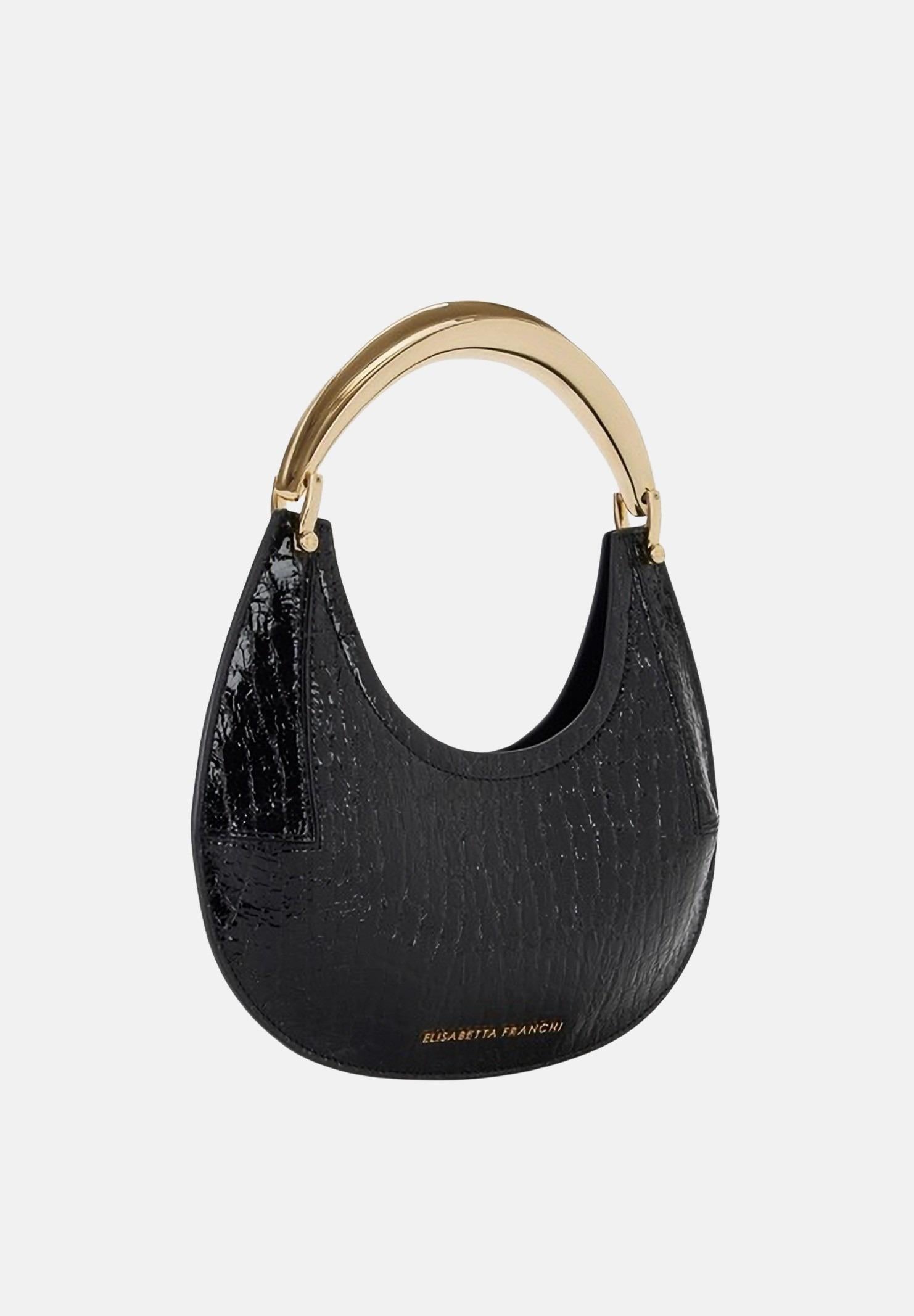 ELISABETTA FRANCHI Borsa a mano nera da donna con stampa cocco BS29A56E2 110 ELISABETTA FRANCHI