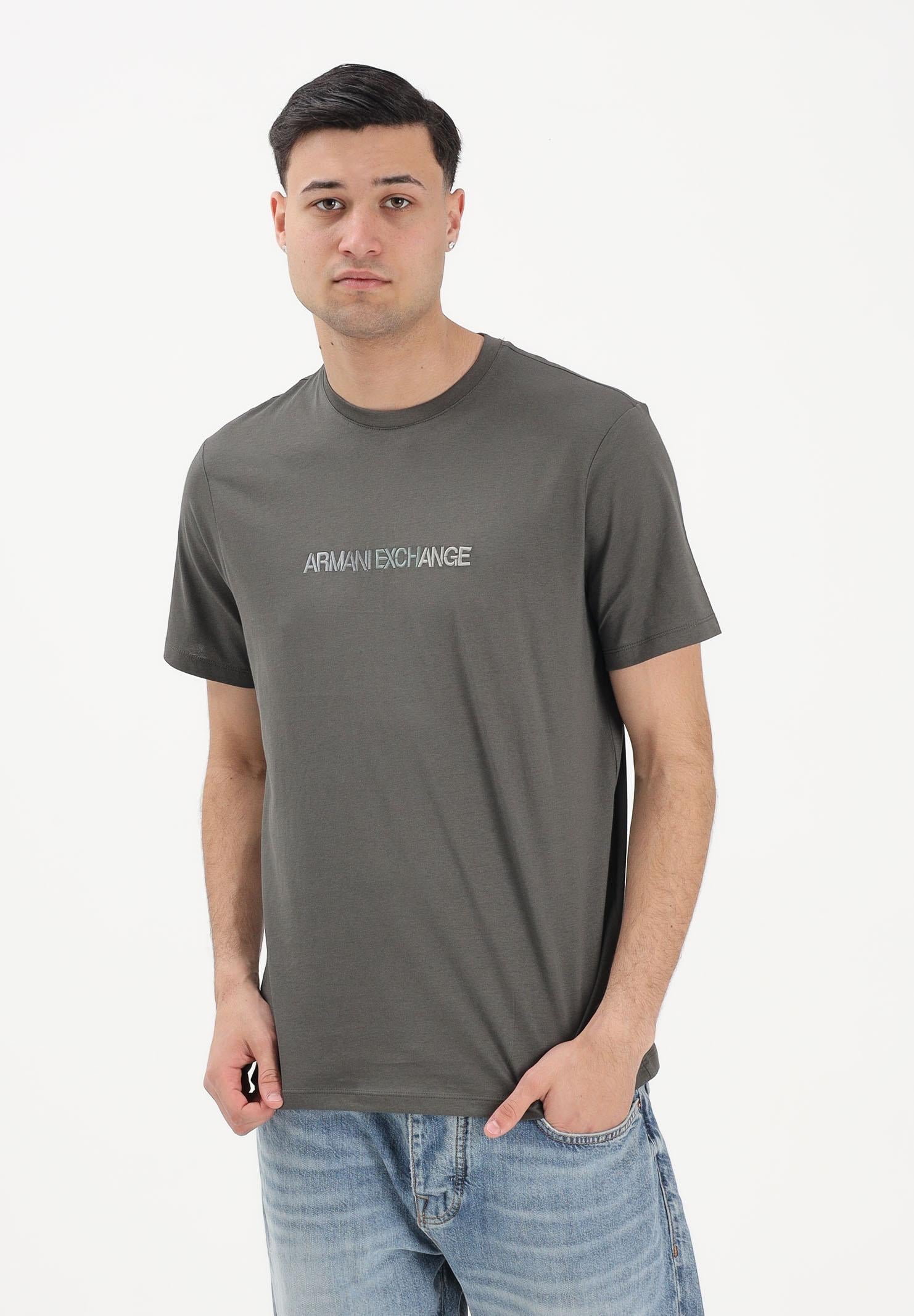 ARMANI EXCHANGE T-shirt a manica corta verde militare da uomo con logo XM002785AF10358 U8144 ARMANI EXCHANGE