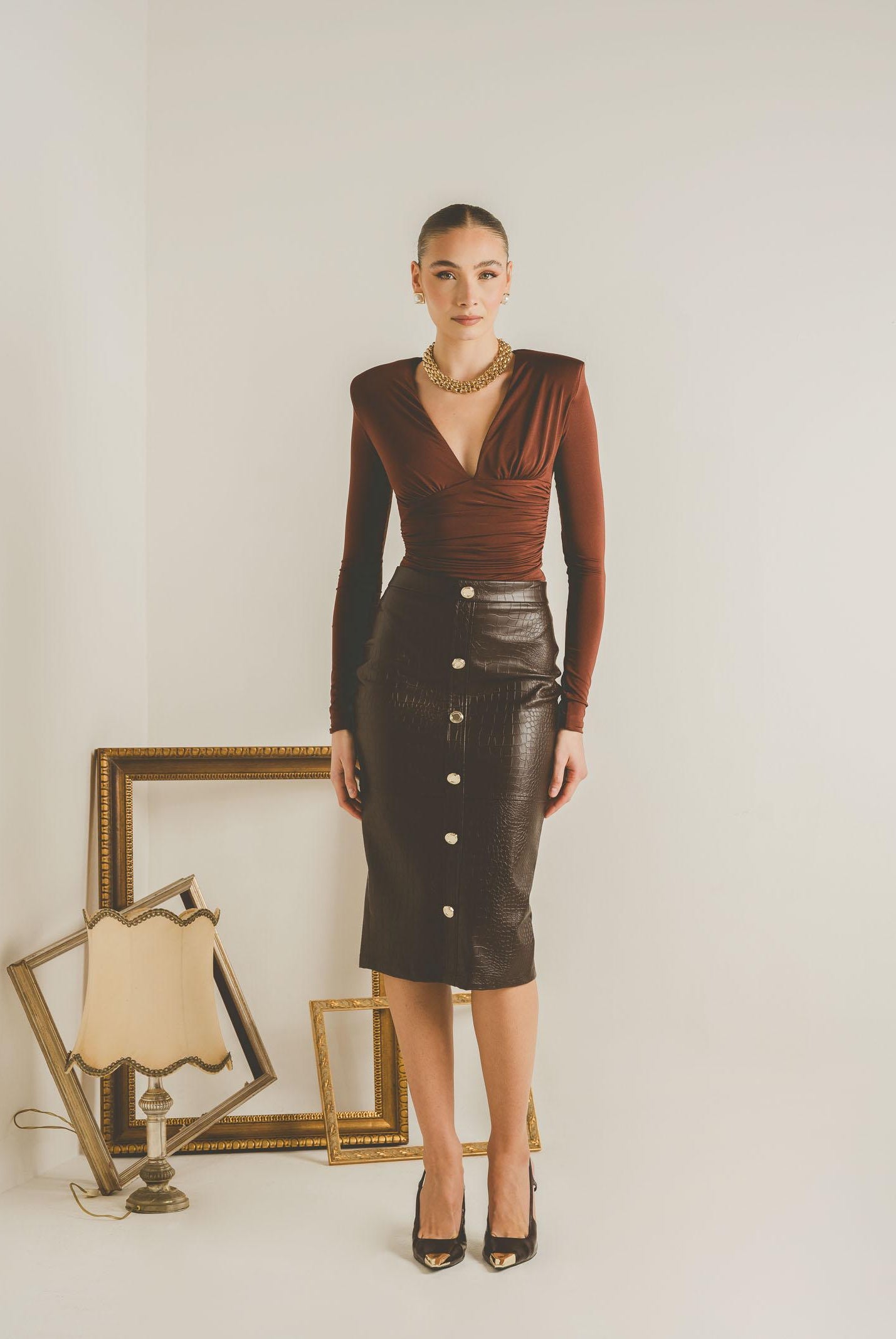 SANTAS Gonna midi BELLE ÉTOILE marrone da donna PV2610 MA SANTAS