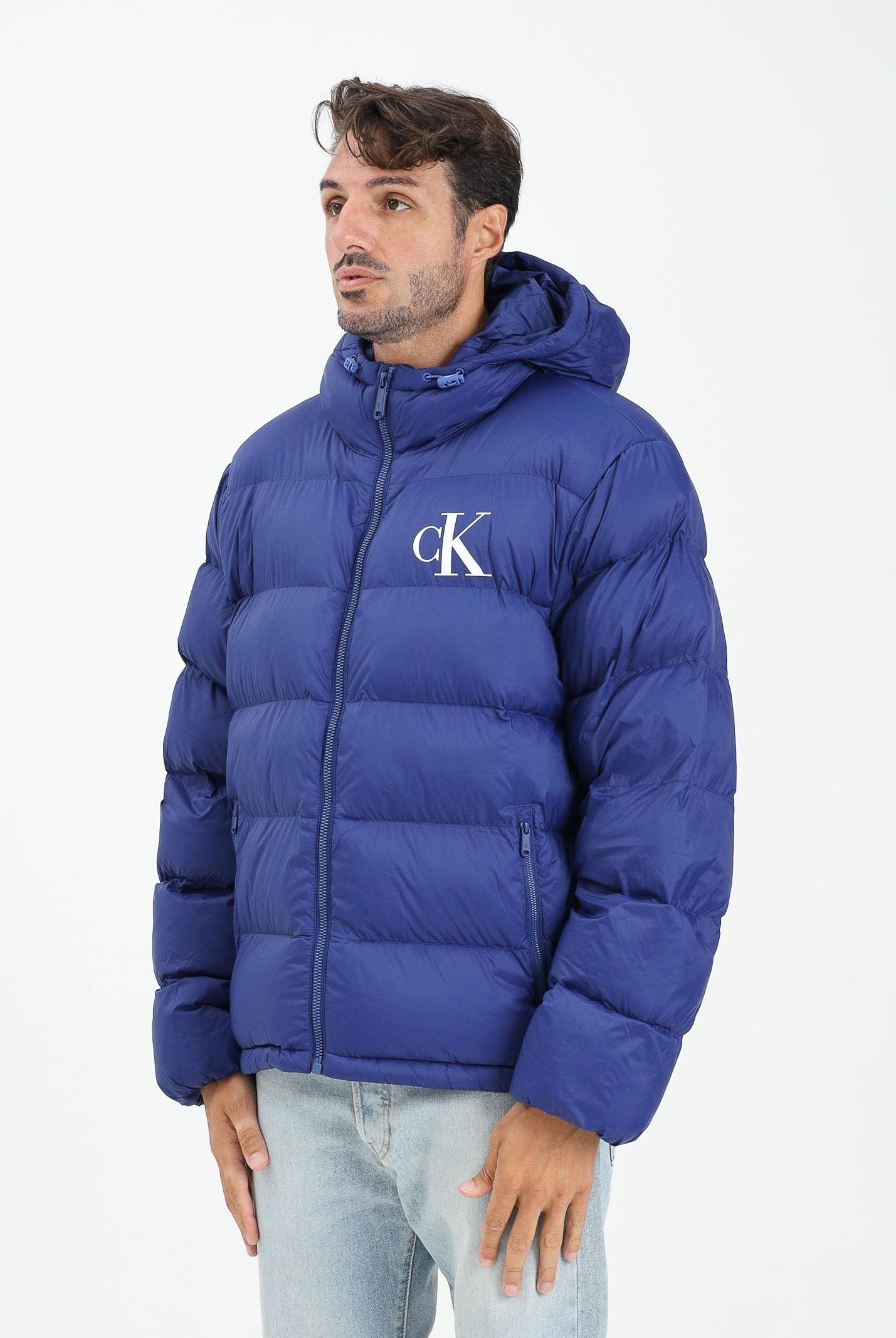 CALVIN KLEIN JEANS Piumino blu da uomo con logo LV04RD528GIZ4  CALVIN KLEIN JEANS