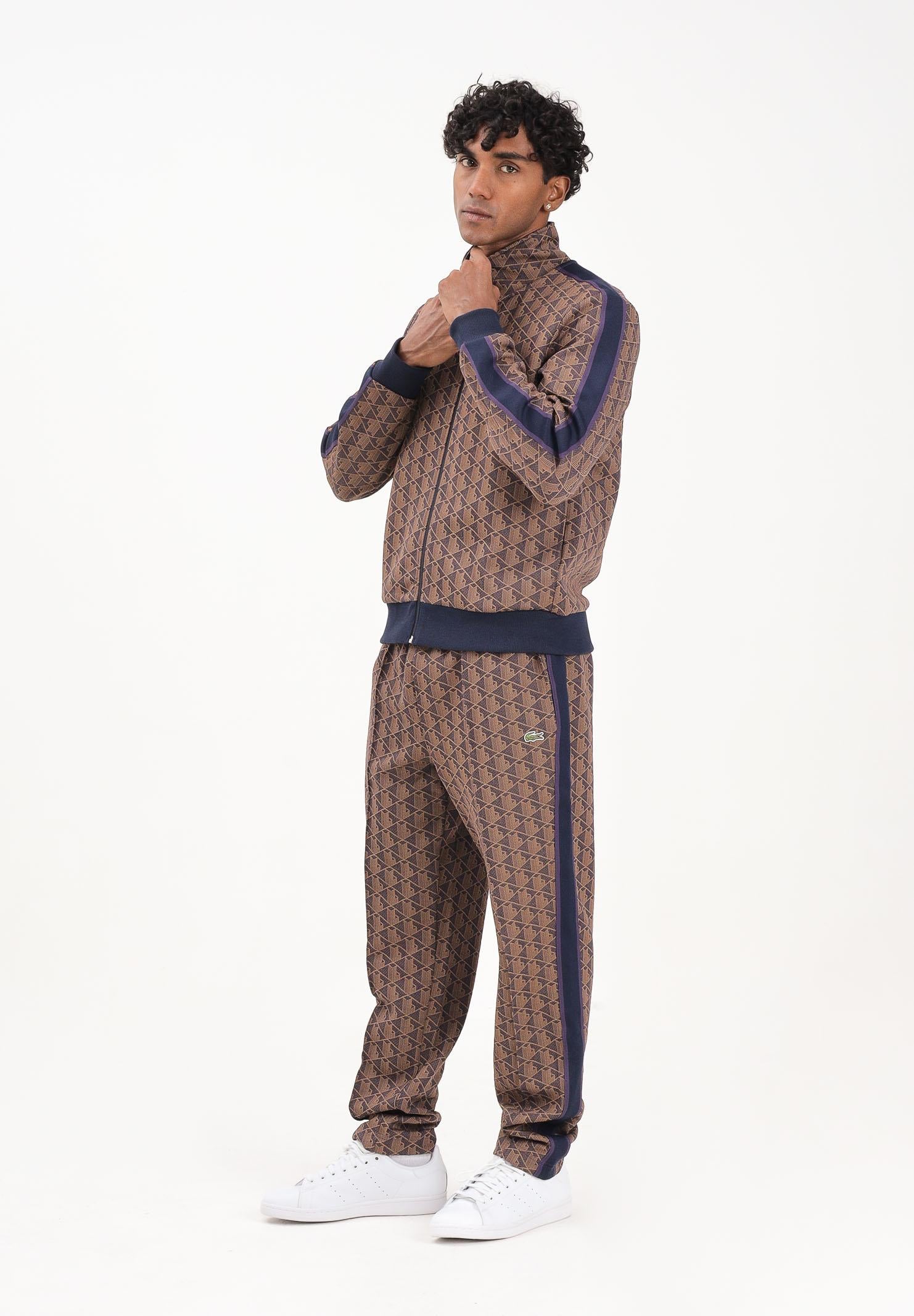 LACOSTE Pantalone sportivo marrone da uomo con monogramma Paris XH1440 9I4 LACOSTE