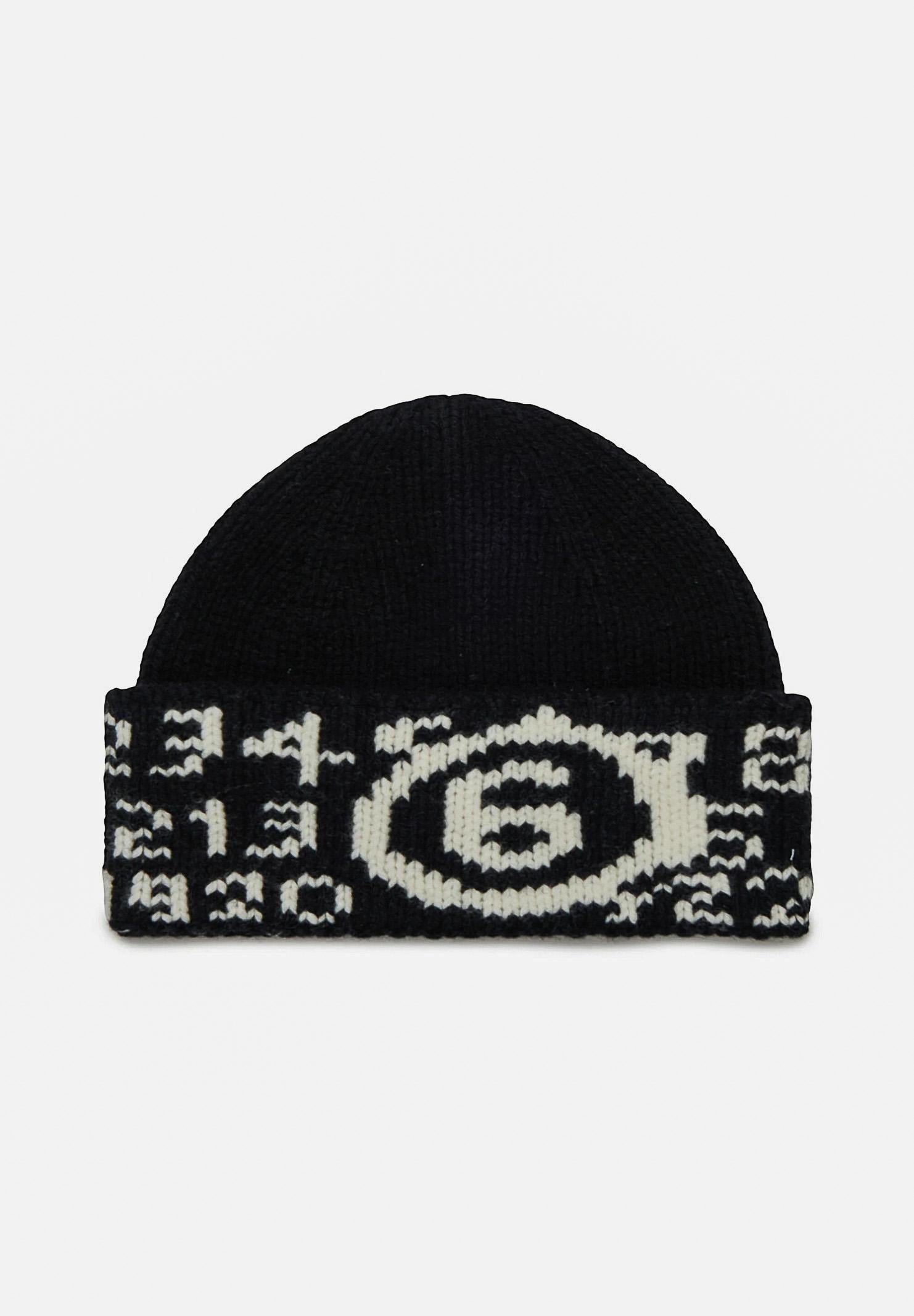 MAISON MARGIELA Berretto di lana nero per uomo e donna con Numeric logo jacquard M60915MM06M M6900 MAISON MARGIELA