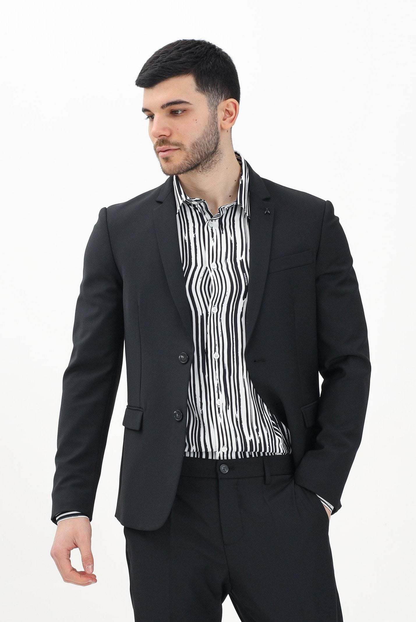 PATRIZIA PEPE Giacca monopetto nera da uomo 5SB652A590 K103 PATRIZIA PEPE