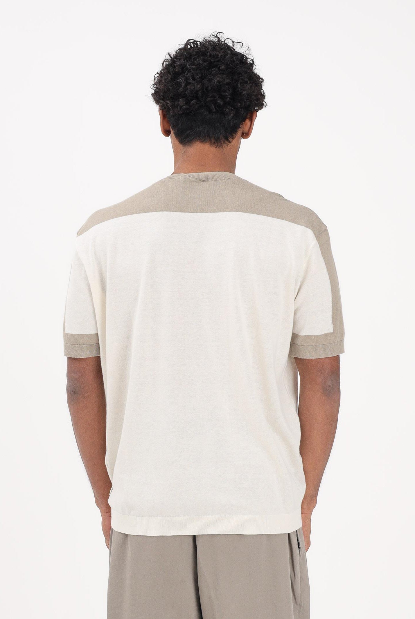 ARMANI EXCHANGE Maglia girocollo a manica corta panna e fango da uomo XM002153AF22062 M1297 ARMANI EXCHANGE