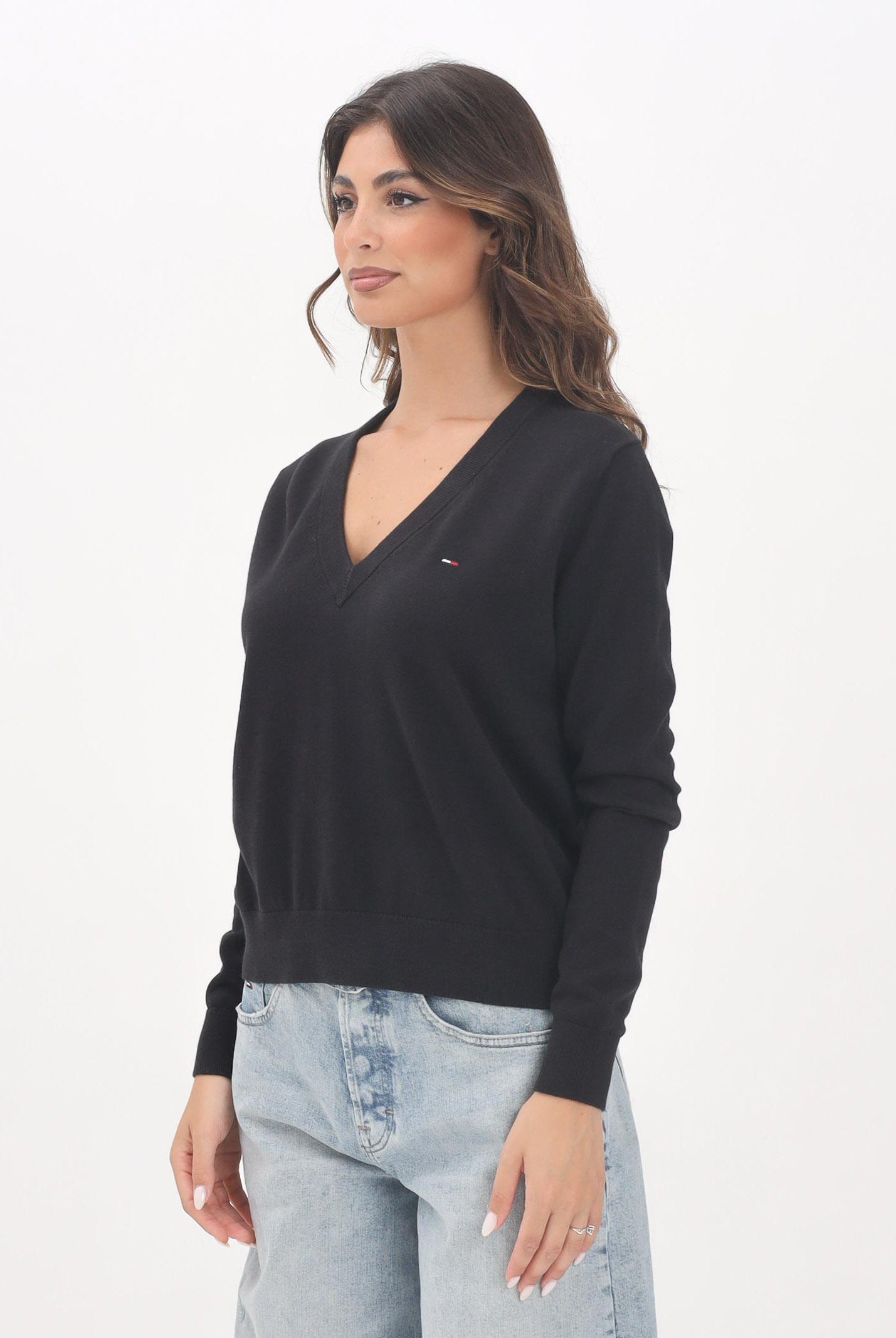 TOMMY JEANS Maglioncino nero da donna con logo DW0DW19888BDS TOMMY JEANS