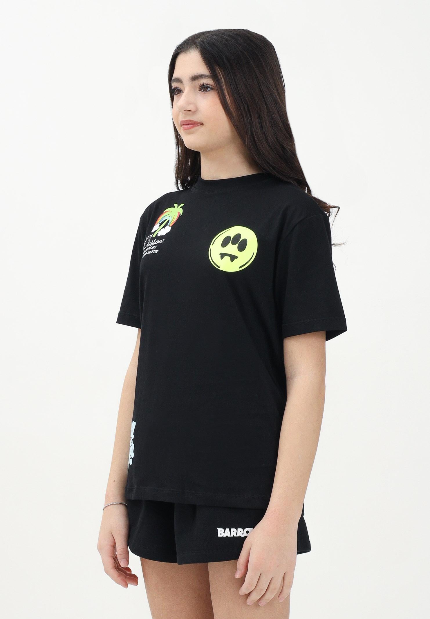 BARROW T-shirt a manica corta nera per donna, ragazzi e bambini con varie stampe S5BKJUTH023 110 BARROW