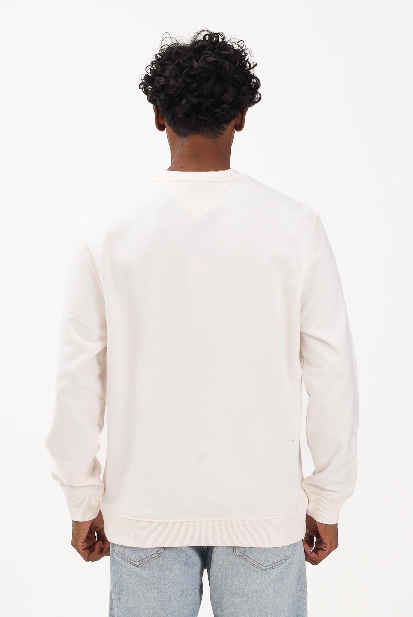 TOMMY JEANS Felpa girocollo panna da uomo con stampa logo DM0DM22643 YBH TOMMY JEANS