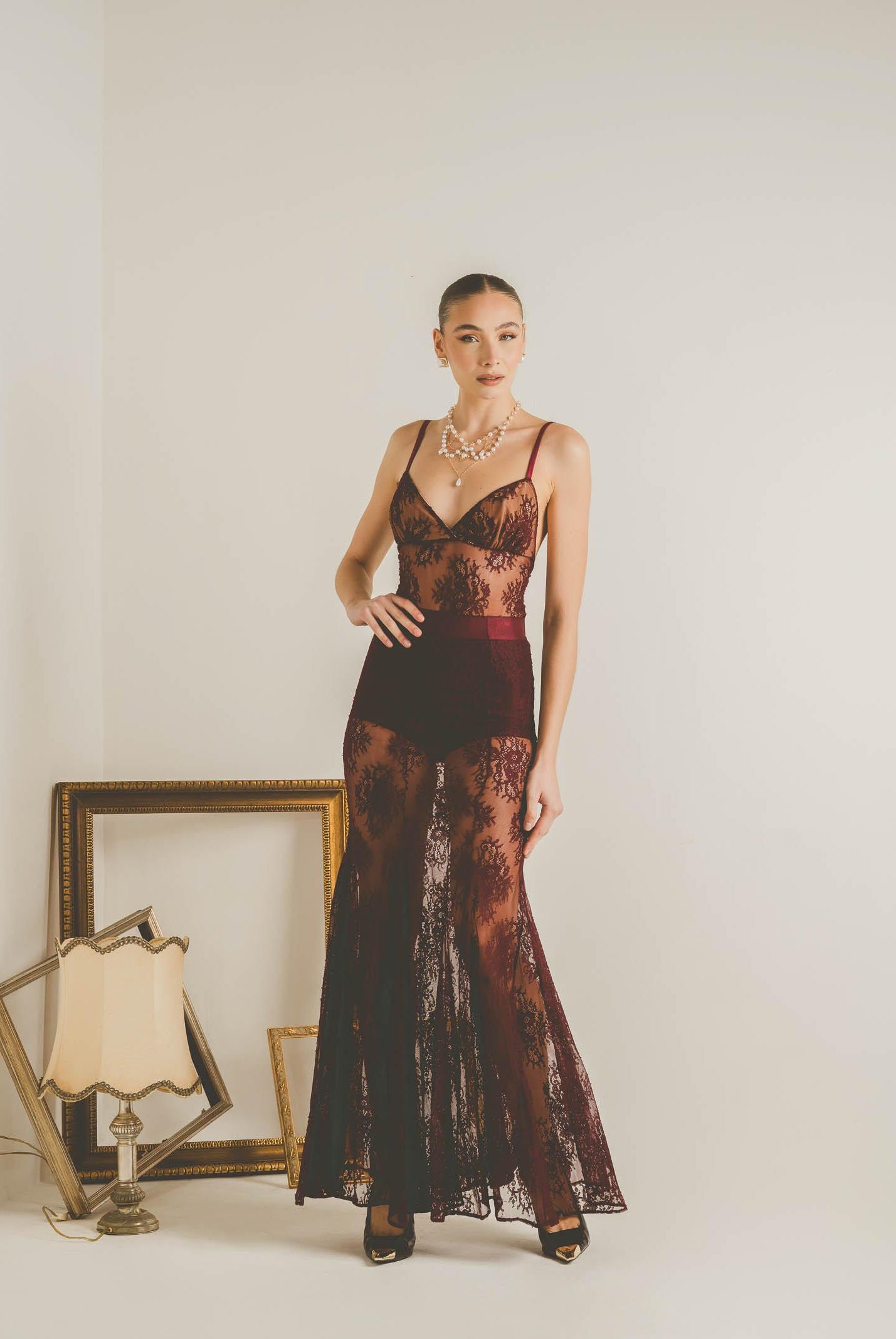 SANTAS Gonna lunga NUIT bordeaux da donna PV2628 BO SANTAS