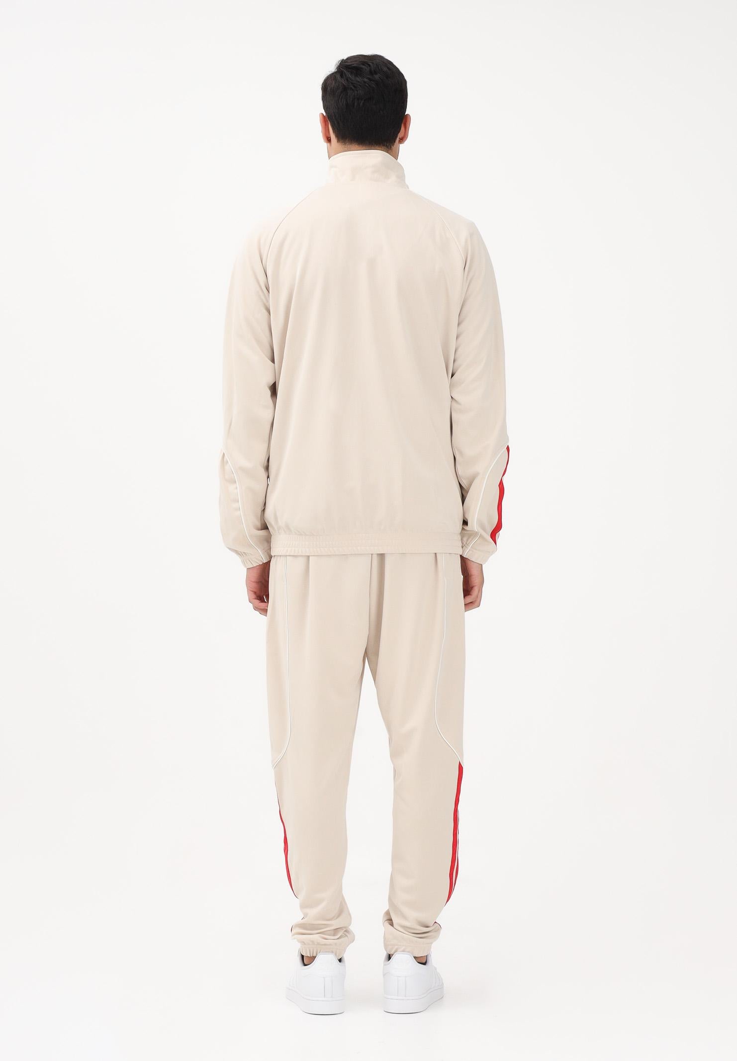 ADIDAS PERFORMANCE Tuta Stadium 3-Stripes beige e rossa da uomo KB6198 . ADIDAS PERFORMANCE
