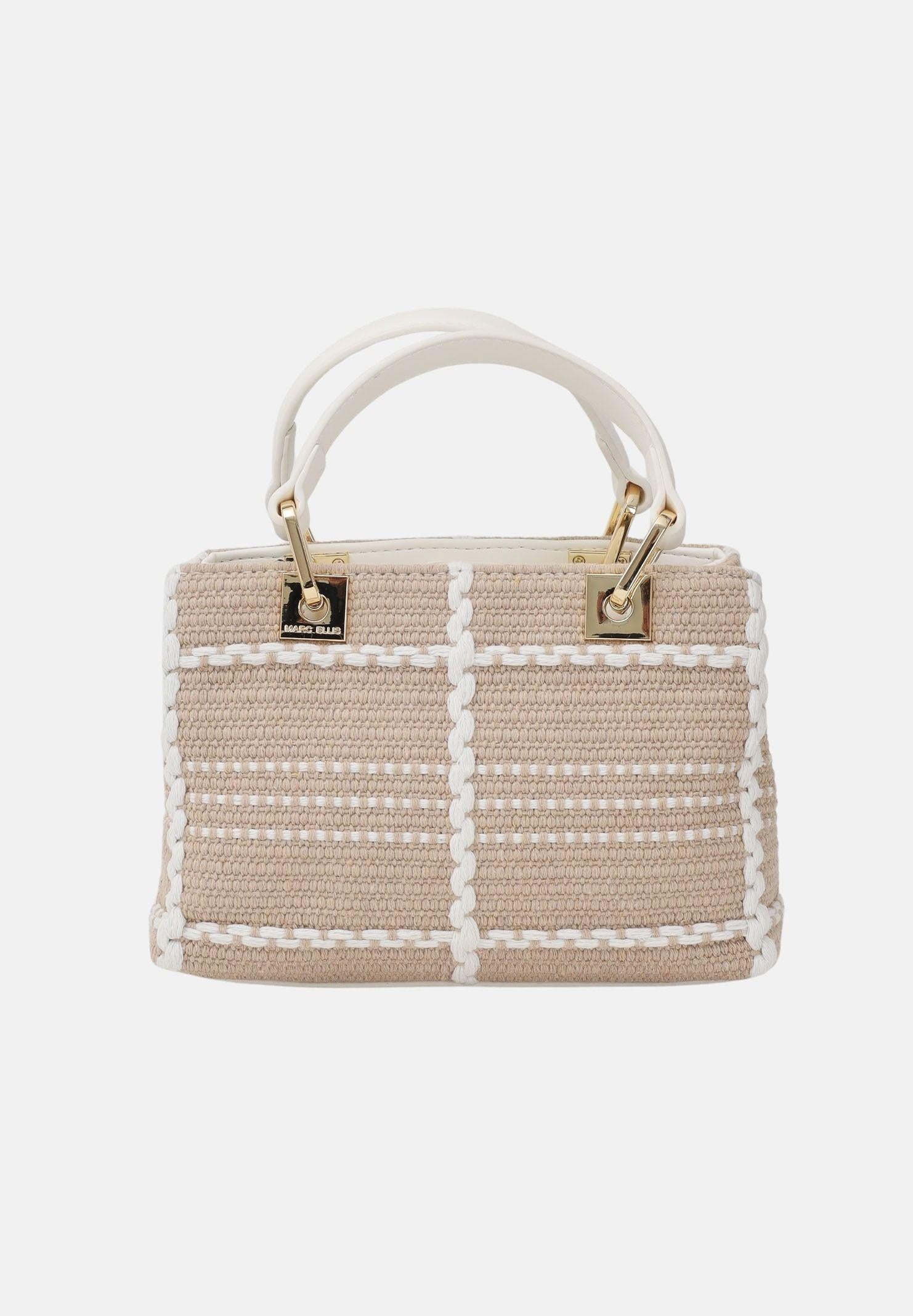 MARC ELLIS Borsa a mano Krissy S Luxe beige e bianca da donna KRISSY-S-LUXE BE MARC ELLIS