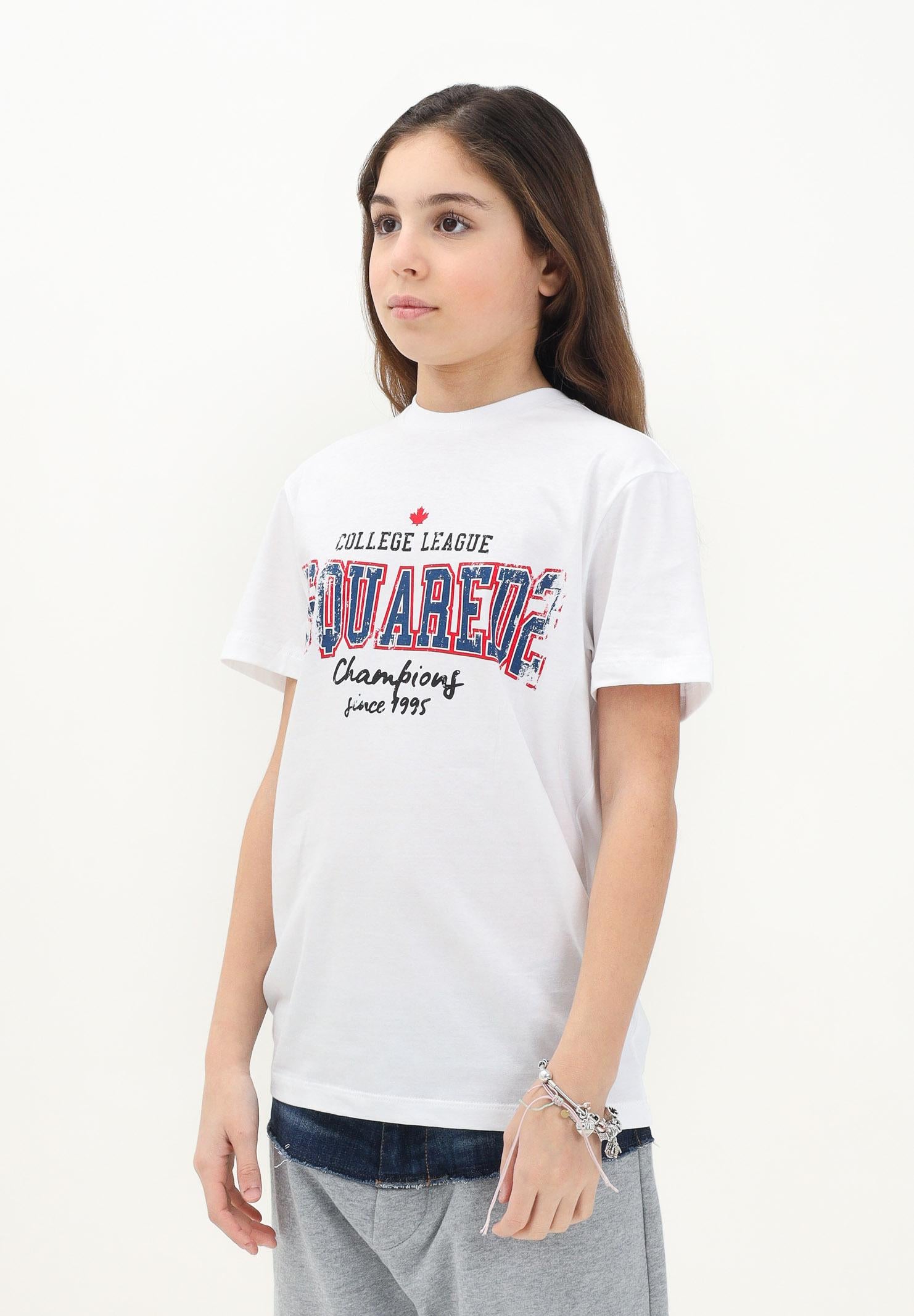 T-shirt a manica corta bianca per donna, ragazzi e bambini con stampa logo DQ2742D0ACD DQ100 DSQUARED2