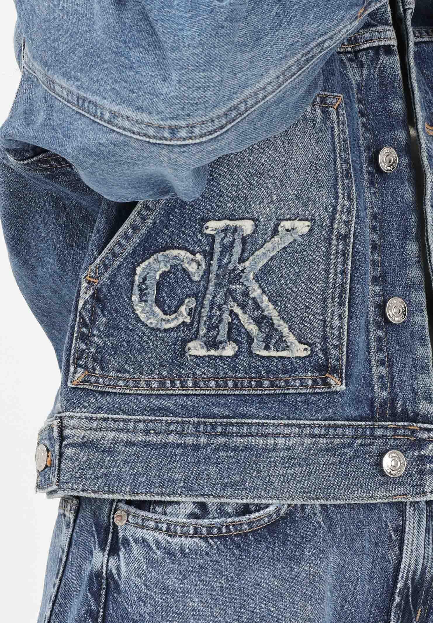 CALVIN KLEIN JEANS Giubbotto in denim medio da donna con logo LV047E906G3NL . CALVIN KLEIN JEANS