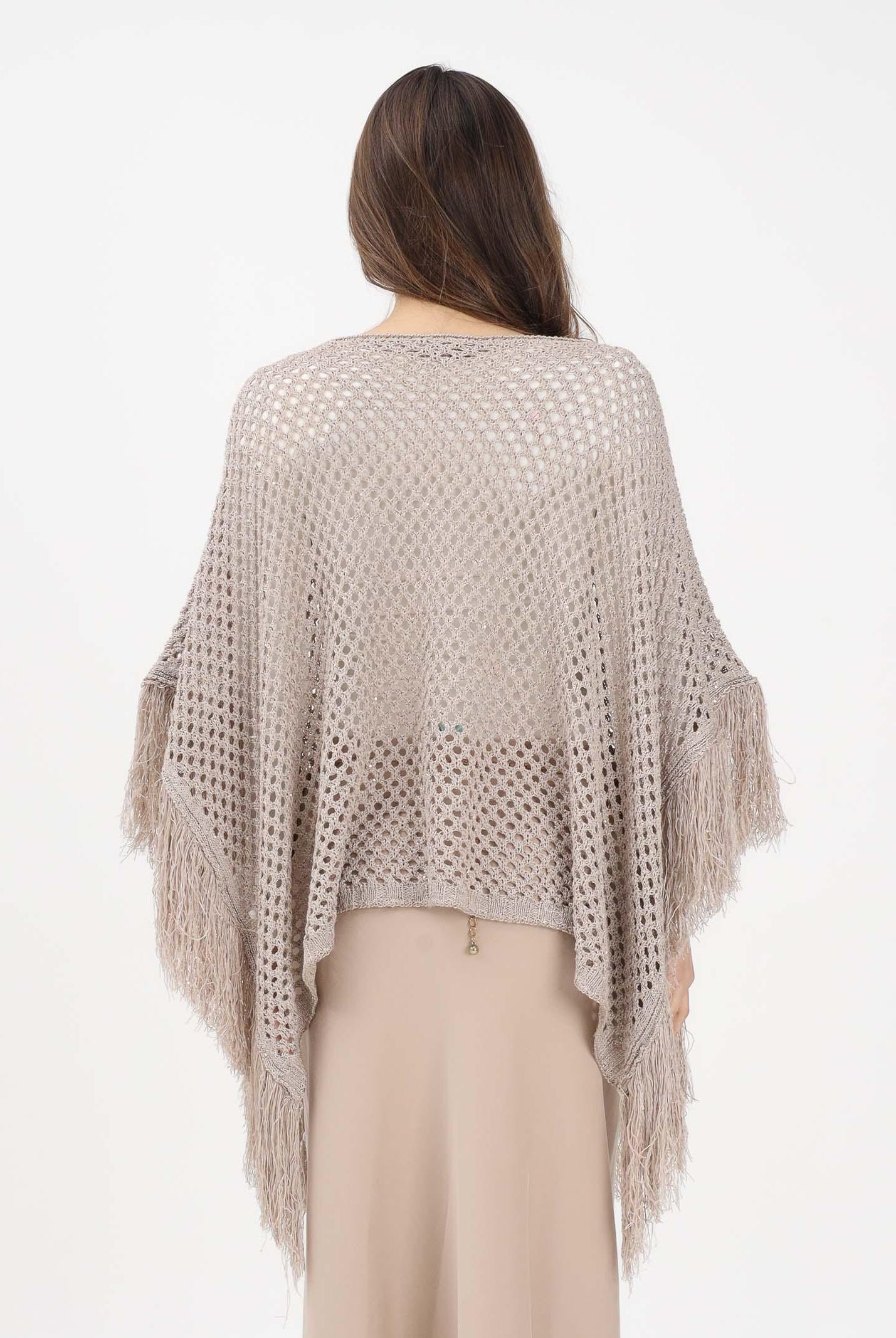 AKEP Mantella beige da donna con frange ACKD13039 V3 AKEP