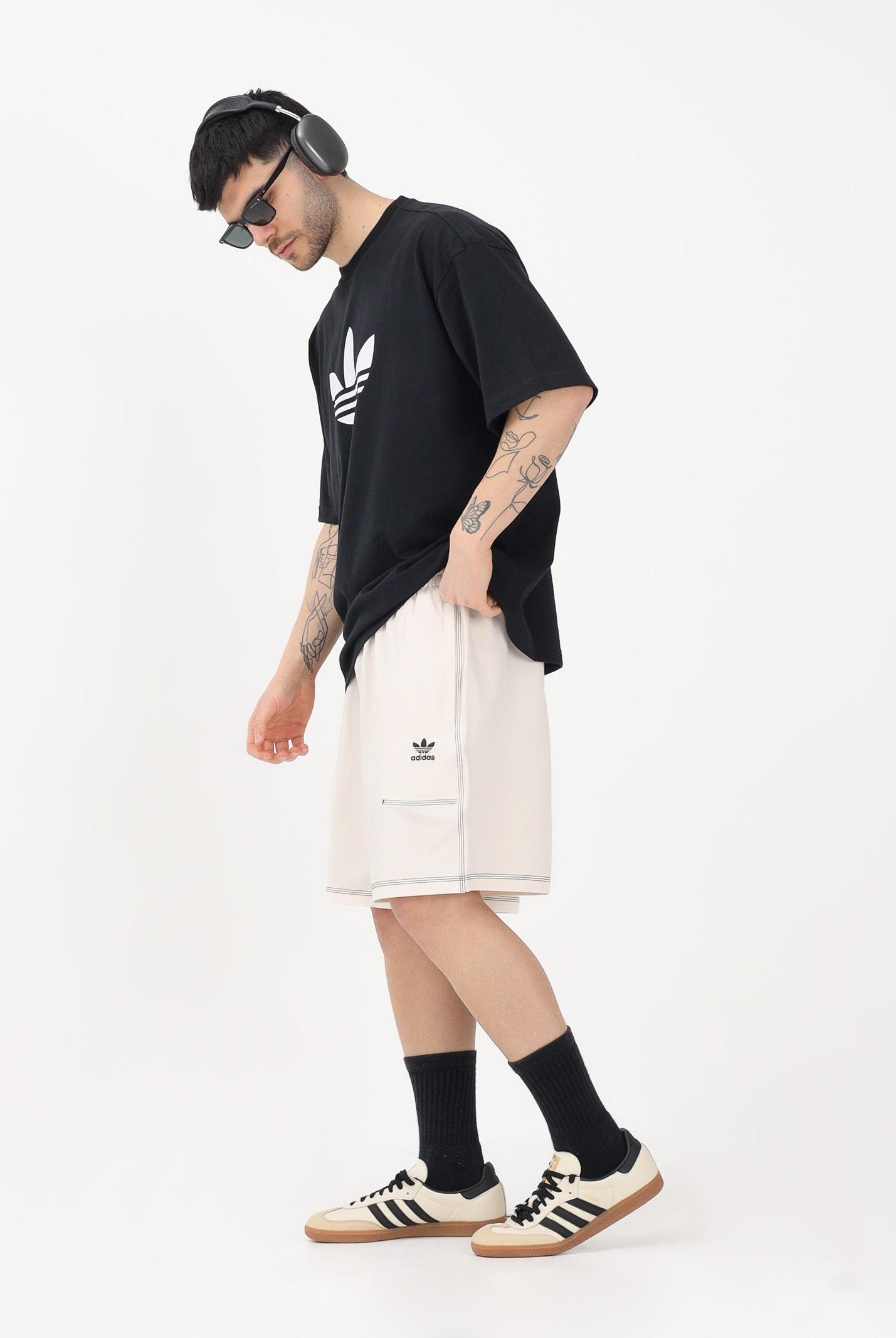 ADIDAS ORIGINALS Shorts sportivo TREFOIL ESSENTIALS panna da uomo KA8541 . ADIDAS ORIGINALS