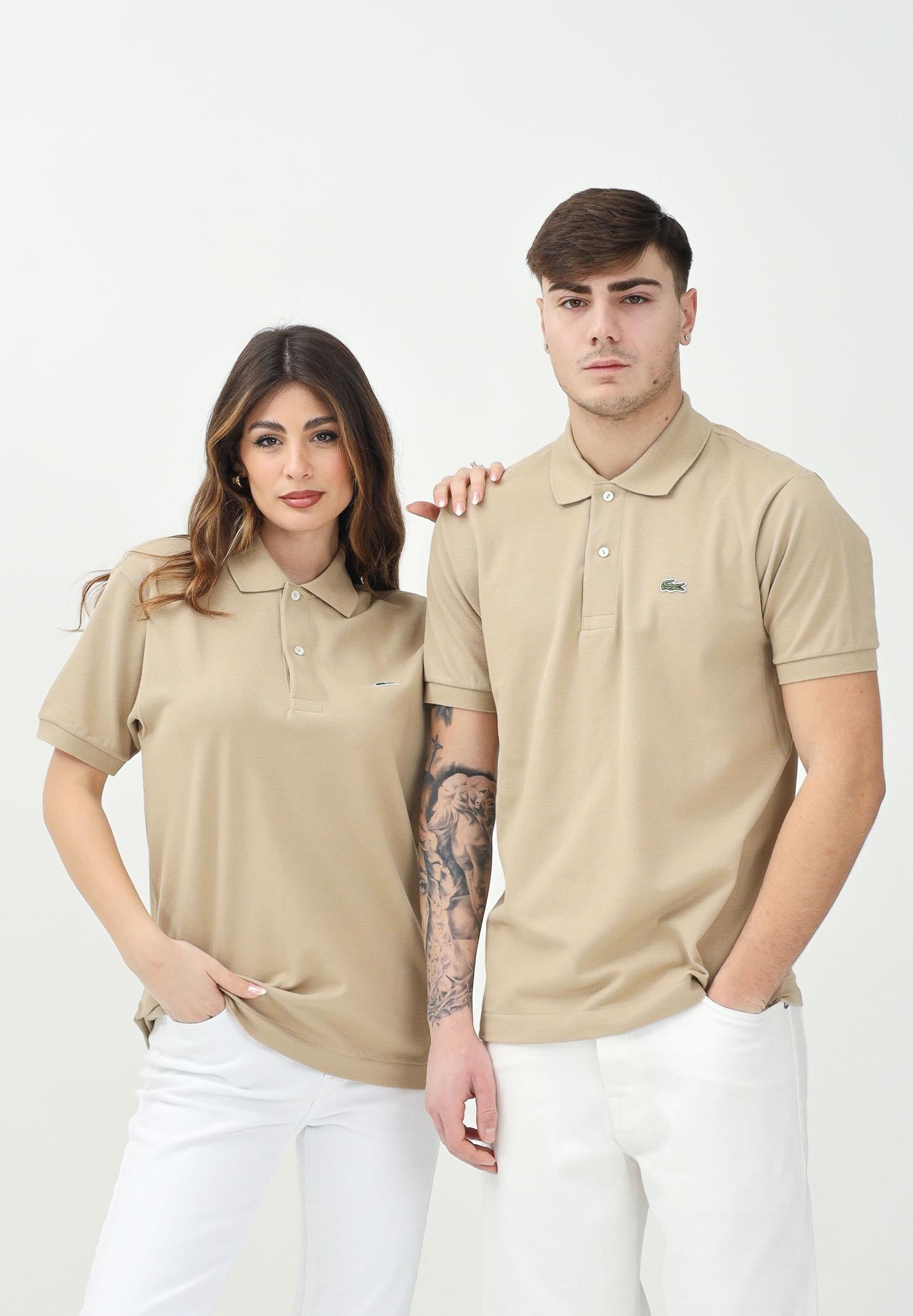 LACOSTE Polo beige per uomo e donna con patch logo coccodirllo 1212 02S LACOSTE