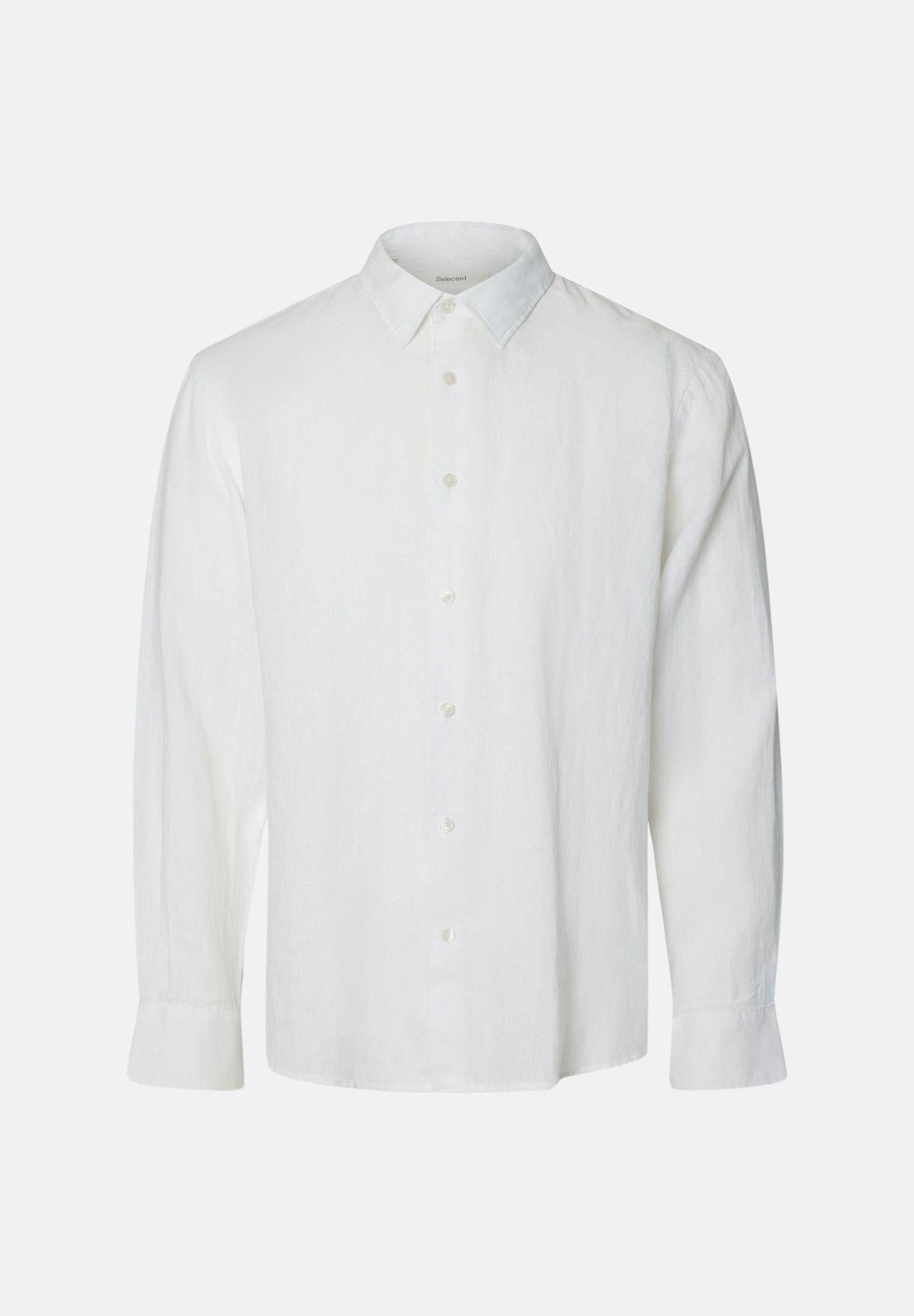 SELECTED HOMME Camicia Kylian in lino, da uomo. 16092471 WHITE SELECTED HOMME