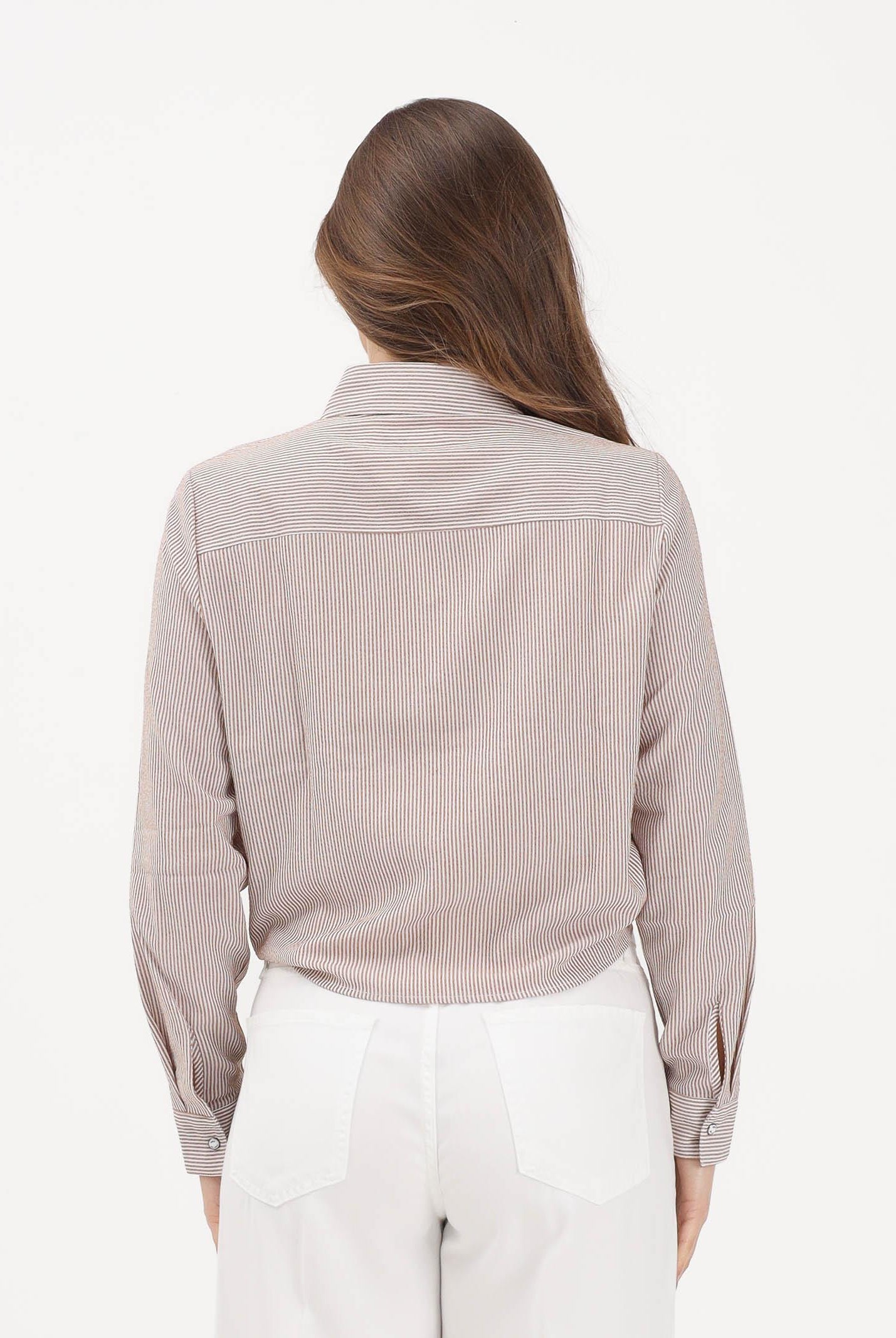 ONLY Camicia a manica lunga marrone da donna con sottili righe e taschino 15195910 TOCO ONLY